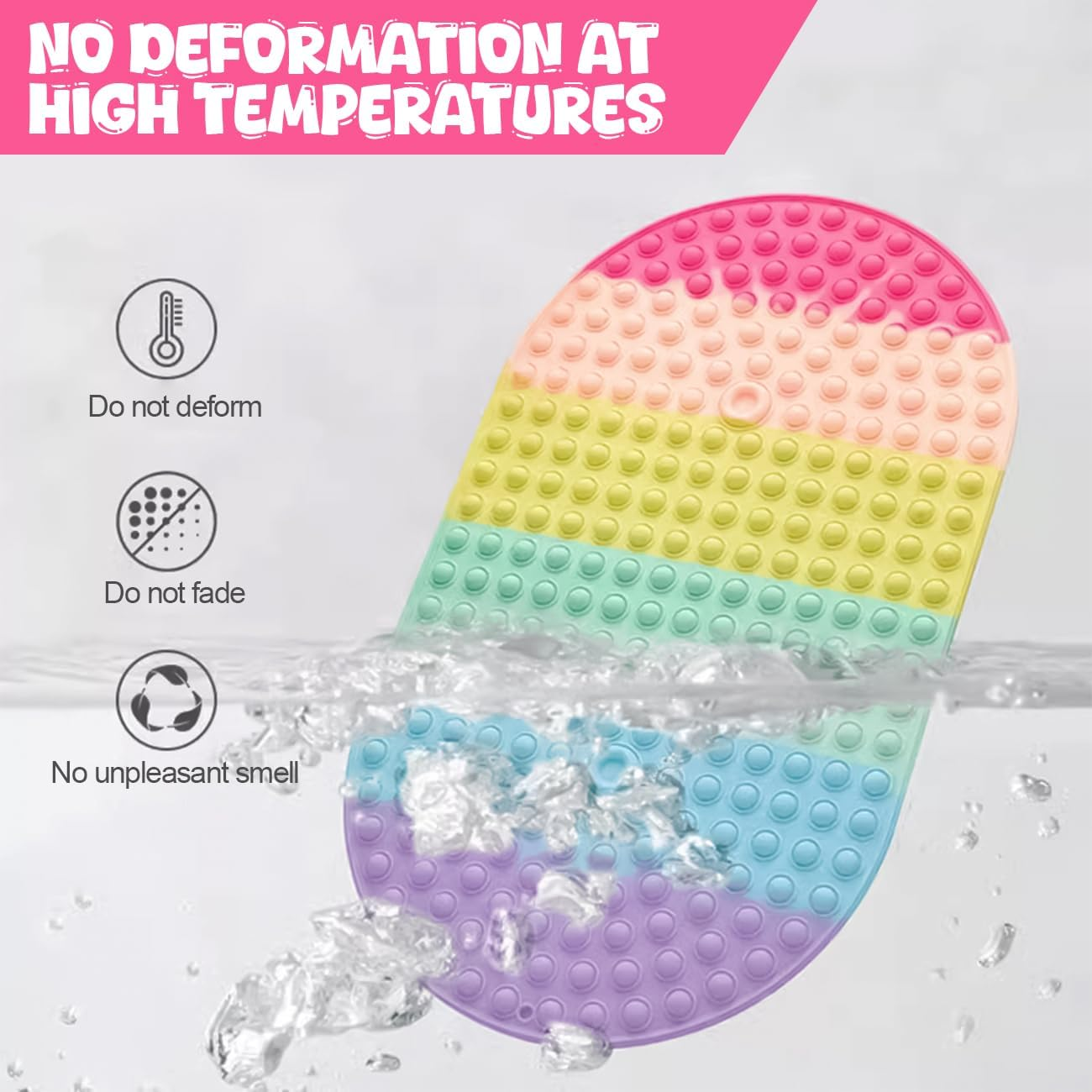 Non Slip Bath Mat for Tub,Oval Silicone Bath Mats for Boys & Girls,27 X 15 Inches Bathtub Mat with Push Pop Bubbles,Machine Washable Shower Mat for Bathroom/Wet Floor/All Ages,Colourful image number 2