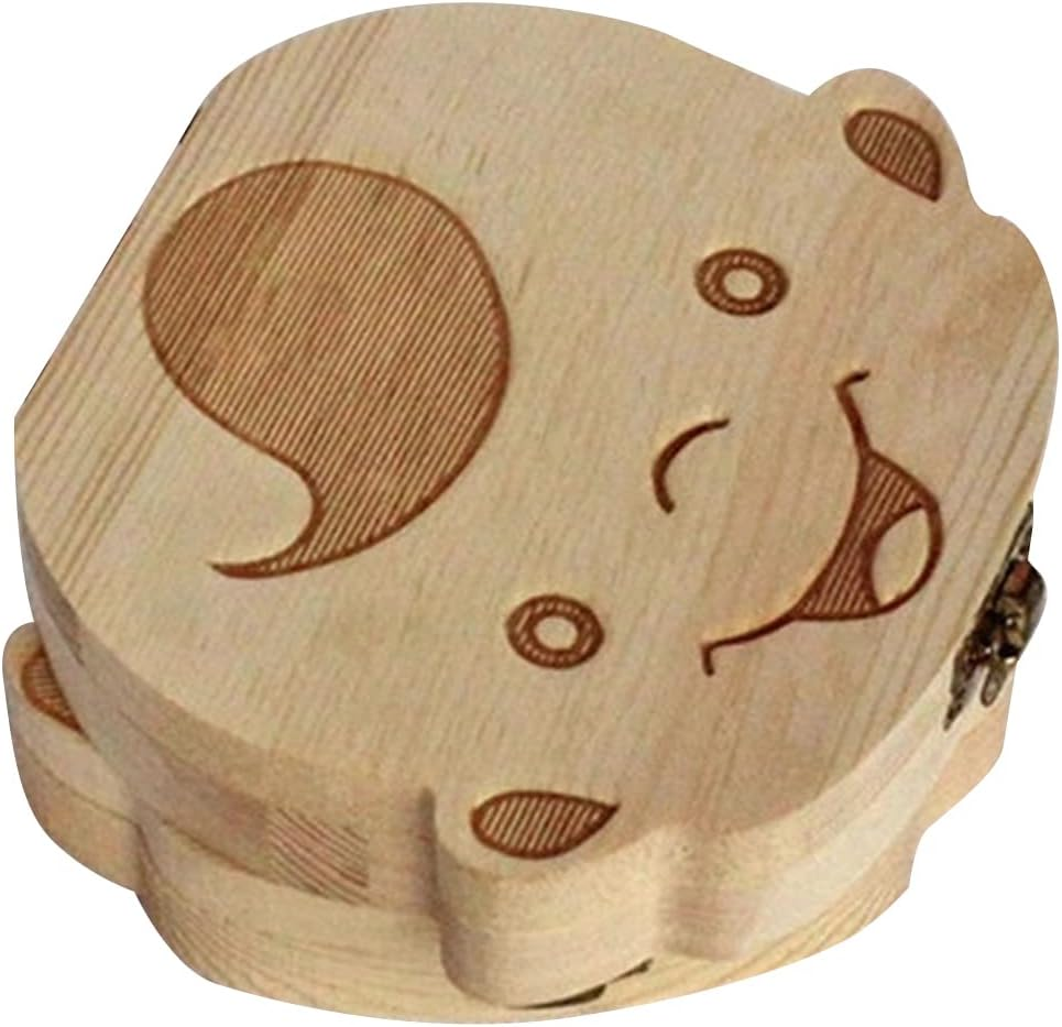 Sazak Baby Tooth Box Spanish/English/French/Russion Wooden Kids Milk Teeth Organizer Umbilical Storage Collect Boys Girls Baby Souvenirs image number 3