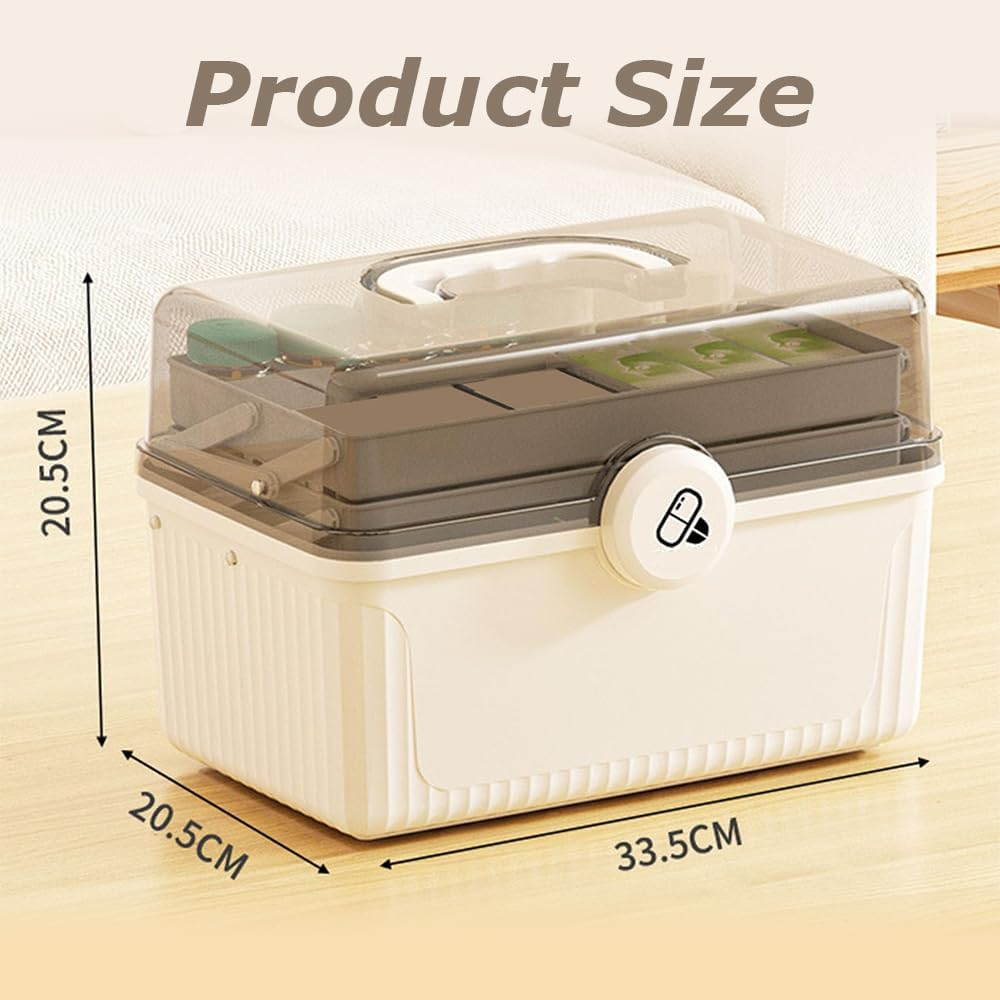 3-Layers Medicine Storage Box with Handle, Multi-Layer Storage Box, Portable Clear Medicine Container, Medicine Case Organizer, Storage Organizer for Bedroom Bathroom Office ﻿ image number 3