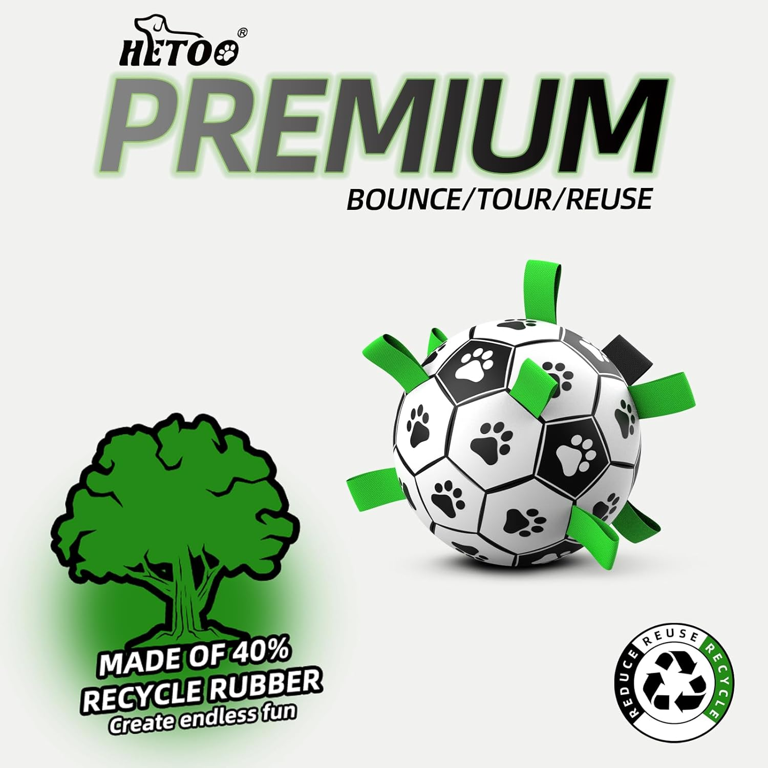 HETOO Dog Ball, Dog Toy Ball with Rope, Interactive Dog Ball for Touring, Durable & High Bounce & Floating Ball for Dogs, Birthday Gifts, Indoor & Outdoor, Medium (6 Inches)