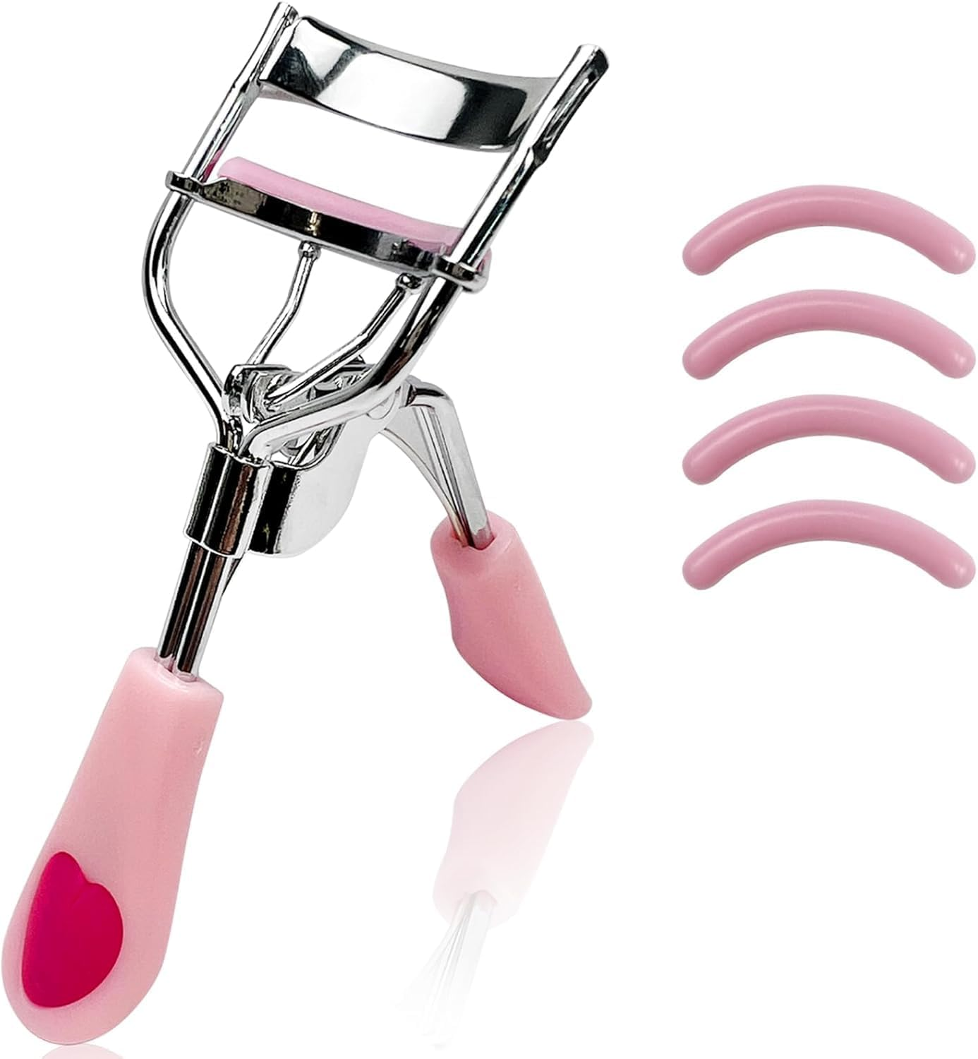Pink Stainless Steel Eyelash Curler for Lasting Styling, with 4 Silicone Refill Pads, Pain-Free, Suitable for All Eye Shapes image number 5