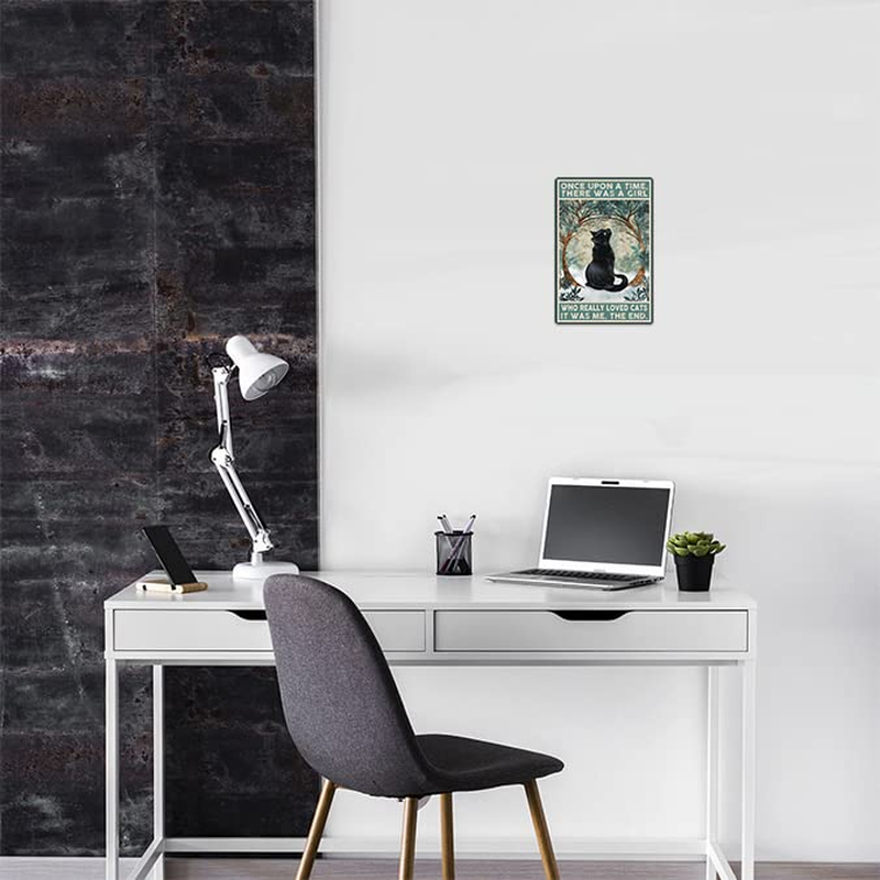 Bestylez Funny Black Cat Signs Cat Pictures Cat Poster Wall Decor, Cat Lover Gifts for Women Girl - Once upon a Time There Was a Girl Who Really Loved Cats, 8 X 12 Inch (513)