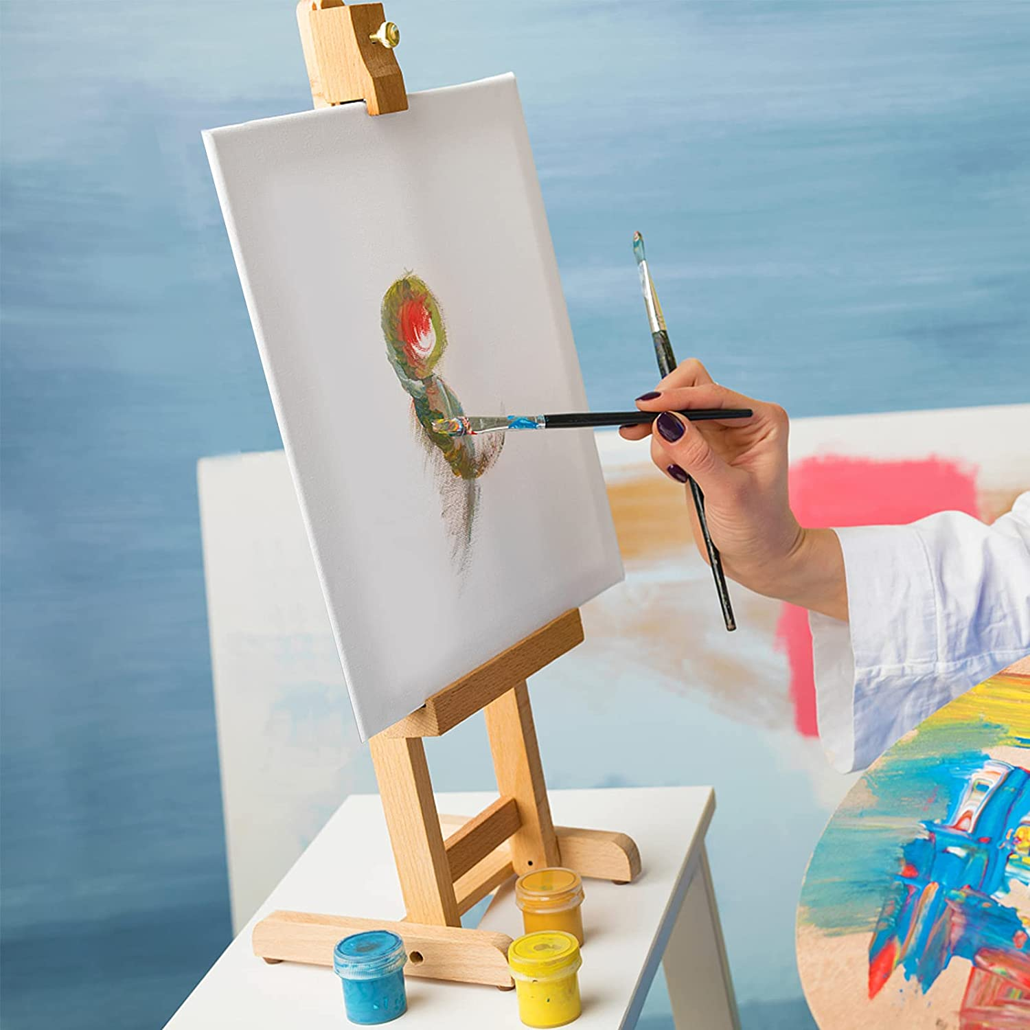 10 Packs Blank Canvas Panels Board 20 X 20 Cm(8" X 8"), 100% Cotton for Acrylic Painting, Oil Paint & Wet Water Art Media, Canvases for Professional Artist, Hobby Painters & Beginners