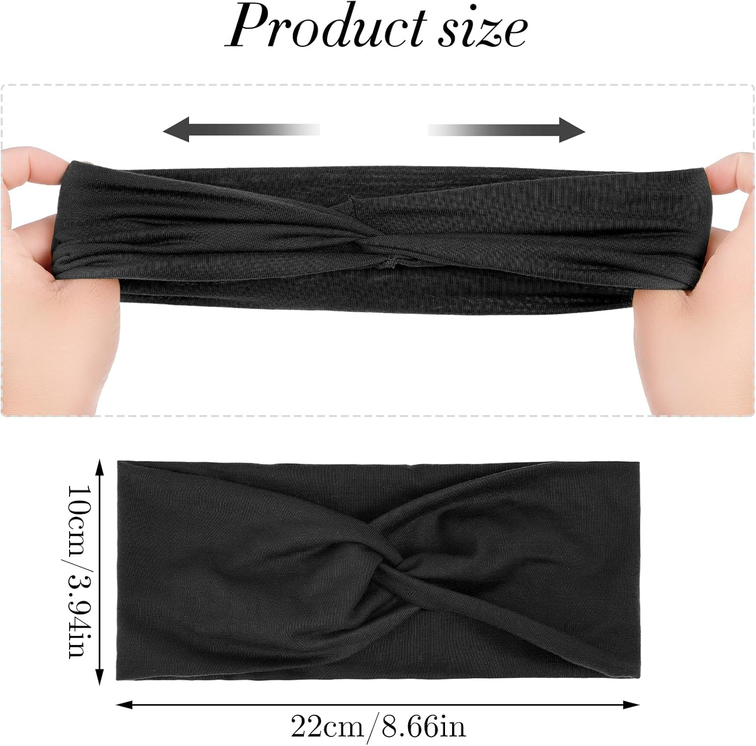 COMNICO Dimeho 2Pcs Wide Headbands for Women Turban Headbands for Women Wide Vintage Head Twist Knotted Stretchy Wraps Head Bands Hair Accessories Black Large African Style Head Bands image number 3