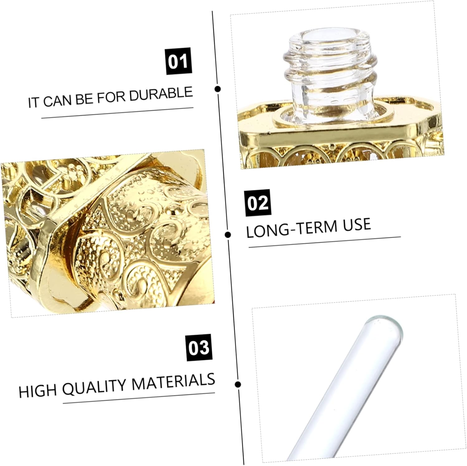 PLAFOPE 3Pcs Leakproof Essential Oil Spray Bottle Perfume Dispenser Metal Glass Travel Bottle image number 5