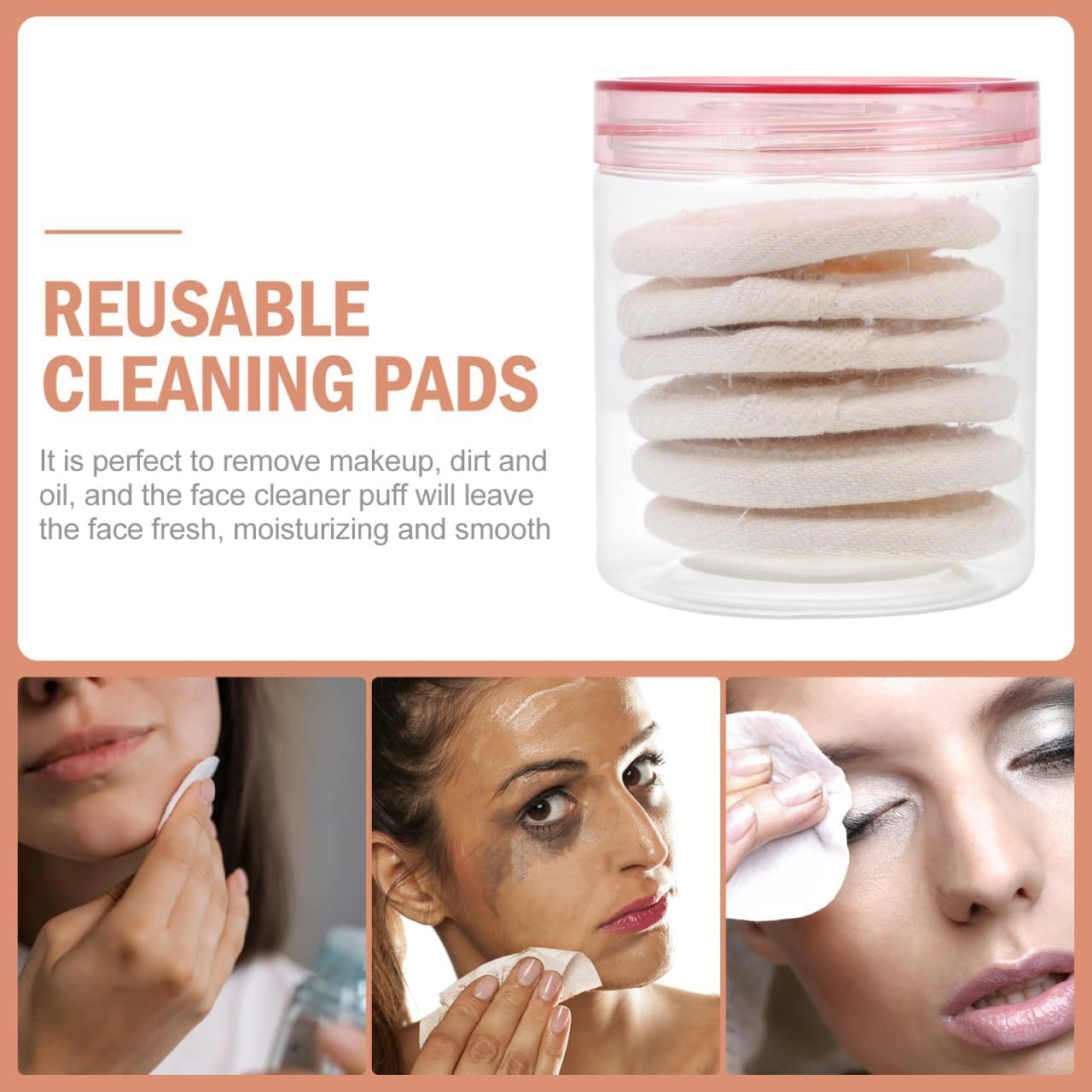 FOMIYES Loofah Makeup Puff Set - Reusable Facial Cleaning Pads for Gentle Makeup Removal and Skin Cleansing, Multi-Functional Kit for Daily Use, 6.5Cm round Pads for Women and Men image number 6