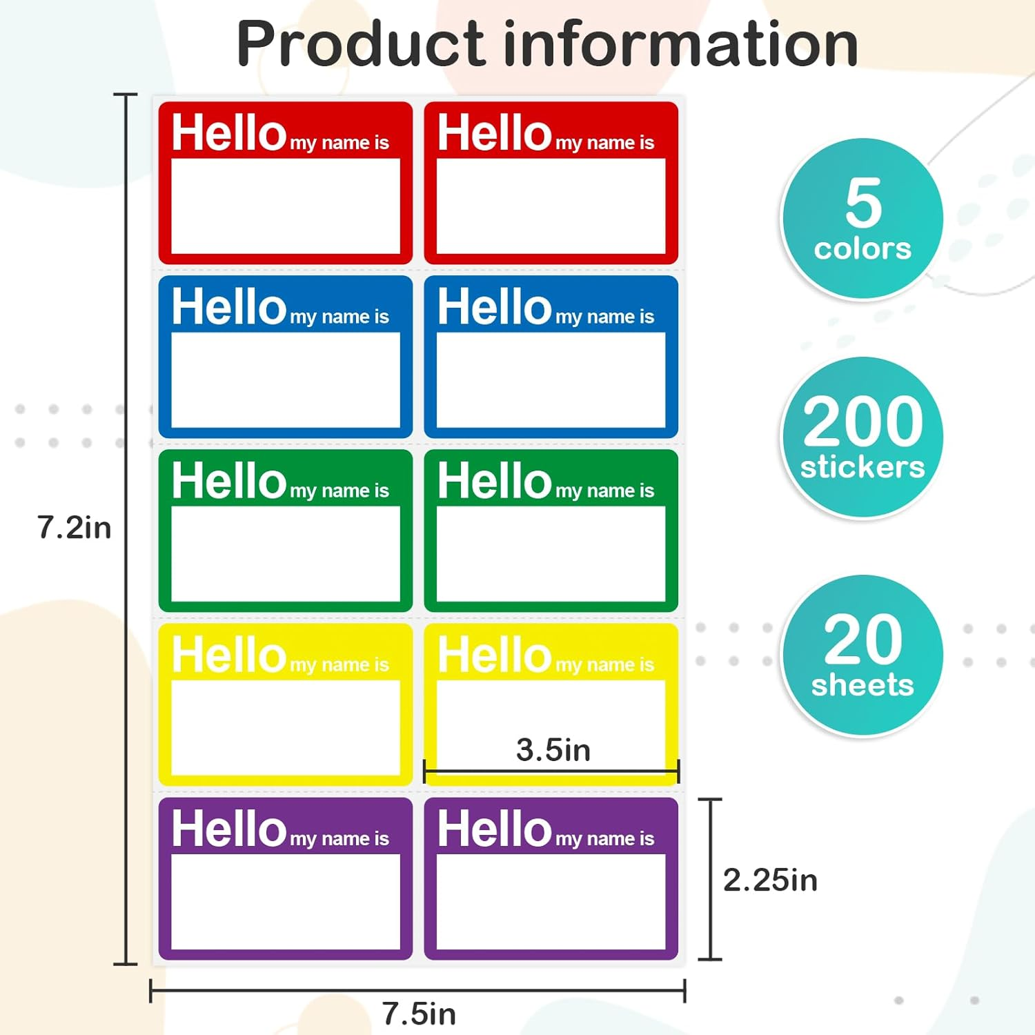 L LIKED Name Tag Stickers - 3.5" X 2.25" Hello My Name Is Labels for School Office Home (Hello - 200 Labels) image number 5