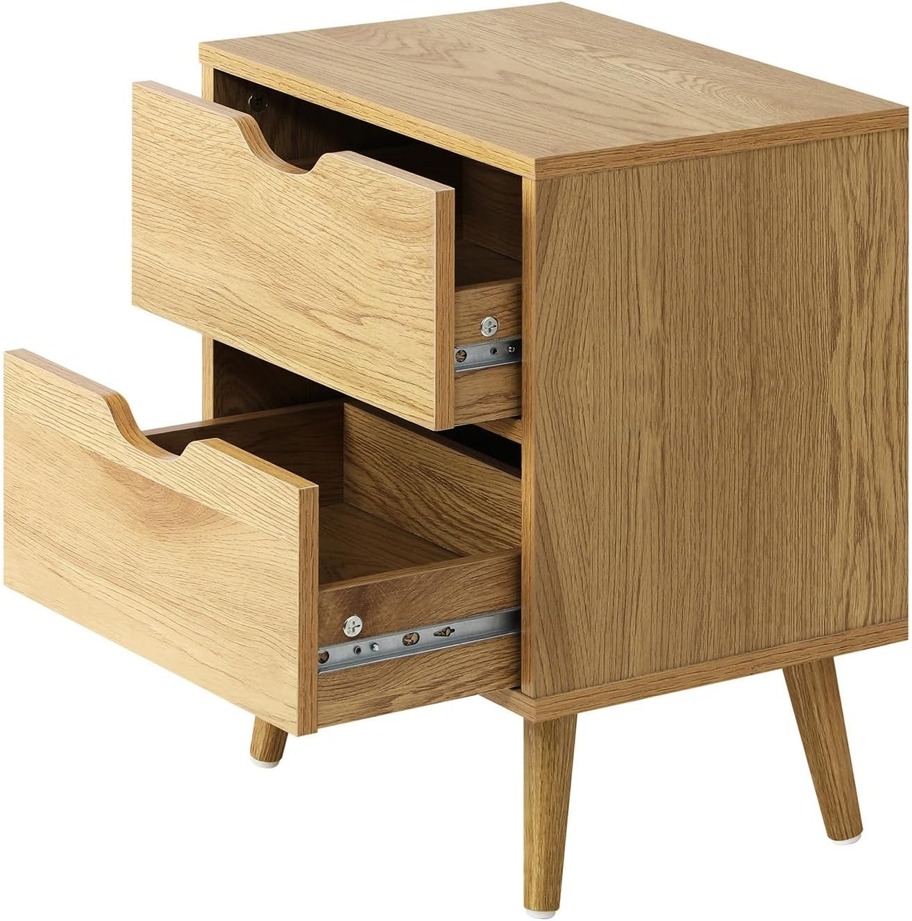 Oikiture Bedside Table with 2 Drawers, Wooden Side Table Nightstand Home Storage Furniture Wood image number 7