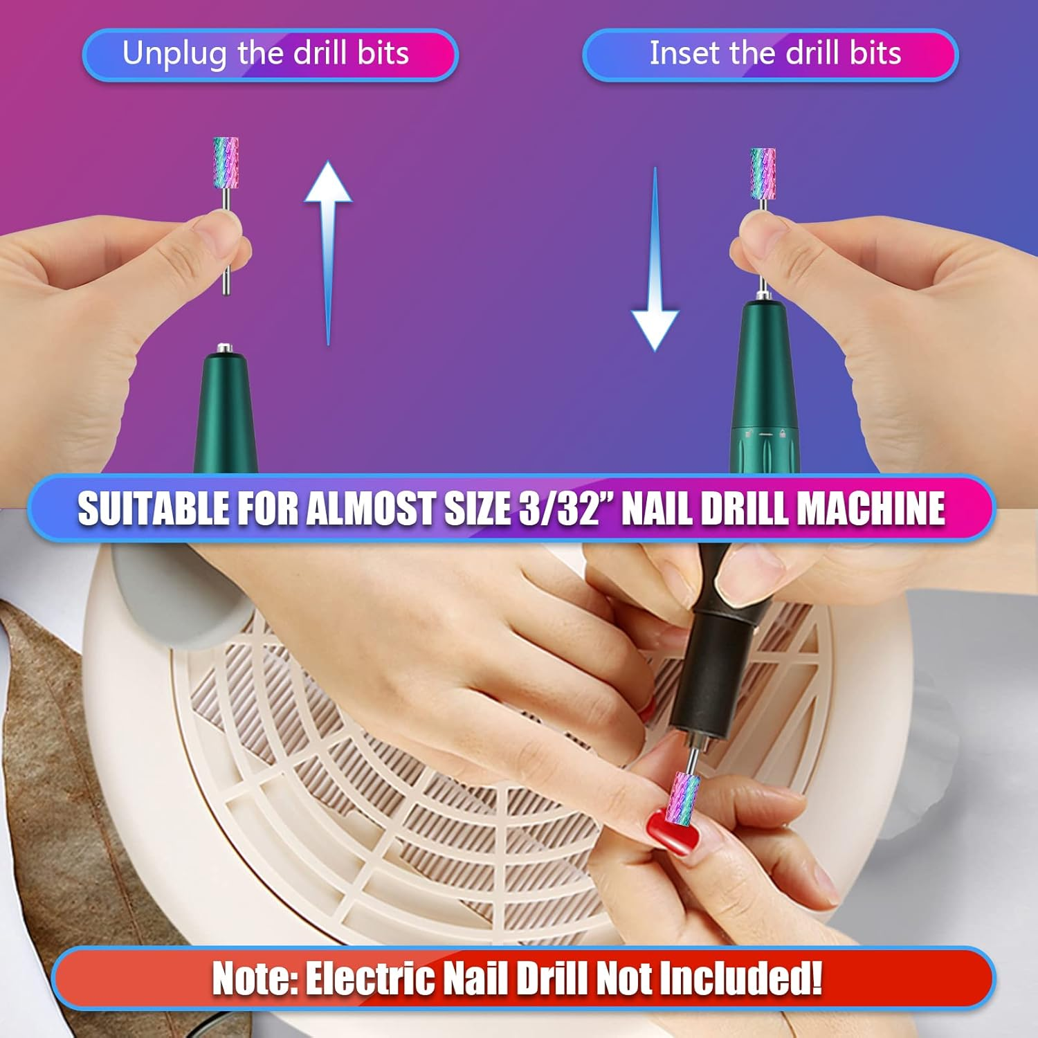 Depvko 13Pcs Nail Drill Bits, 3/32 Inch Drill Bits for Nails, Russian Cuticle Nail Drill Bit Set and Tungsten Carbide Electric Drill Bit Set for Nails Manicure Efile Pedicure, Home Salon image number 2