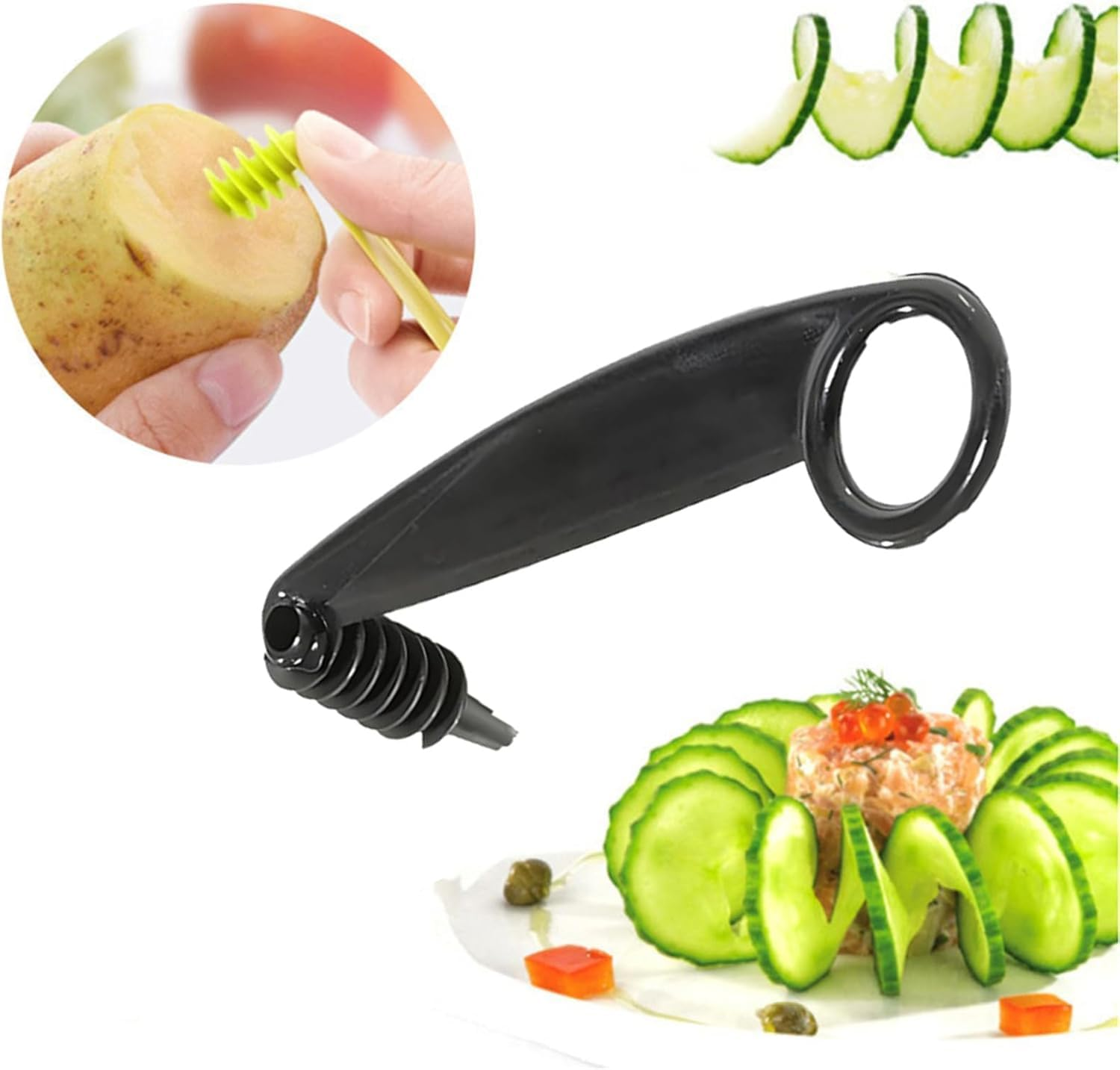Xiaaofea V-Shaped Spiral Cutter & Slicer for Vegetables and Fruits, Serrated Spiralizer Blade Creates Decorative Patterns for Potato, Cucumber, Easy Use Kitchen Gadget Small Tools image number 1