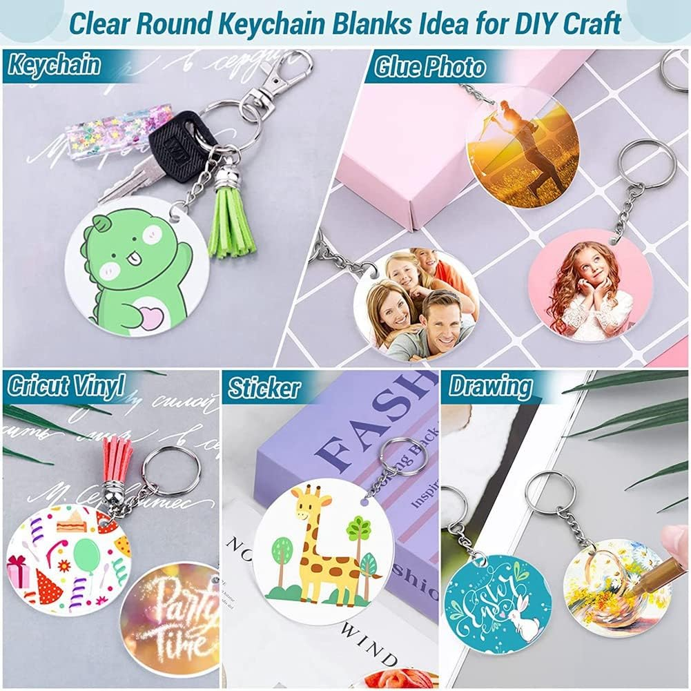 RESFNSE 350Pcs Acrylic Clear Blanks for Vinyl with Blanks, Tassels, Jump Rings, Rings for DIY Craft image number 5