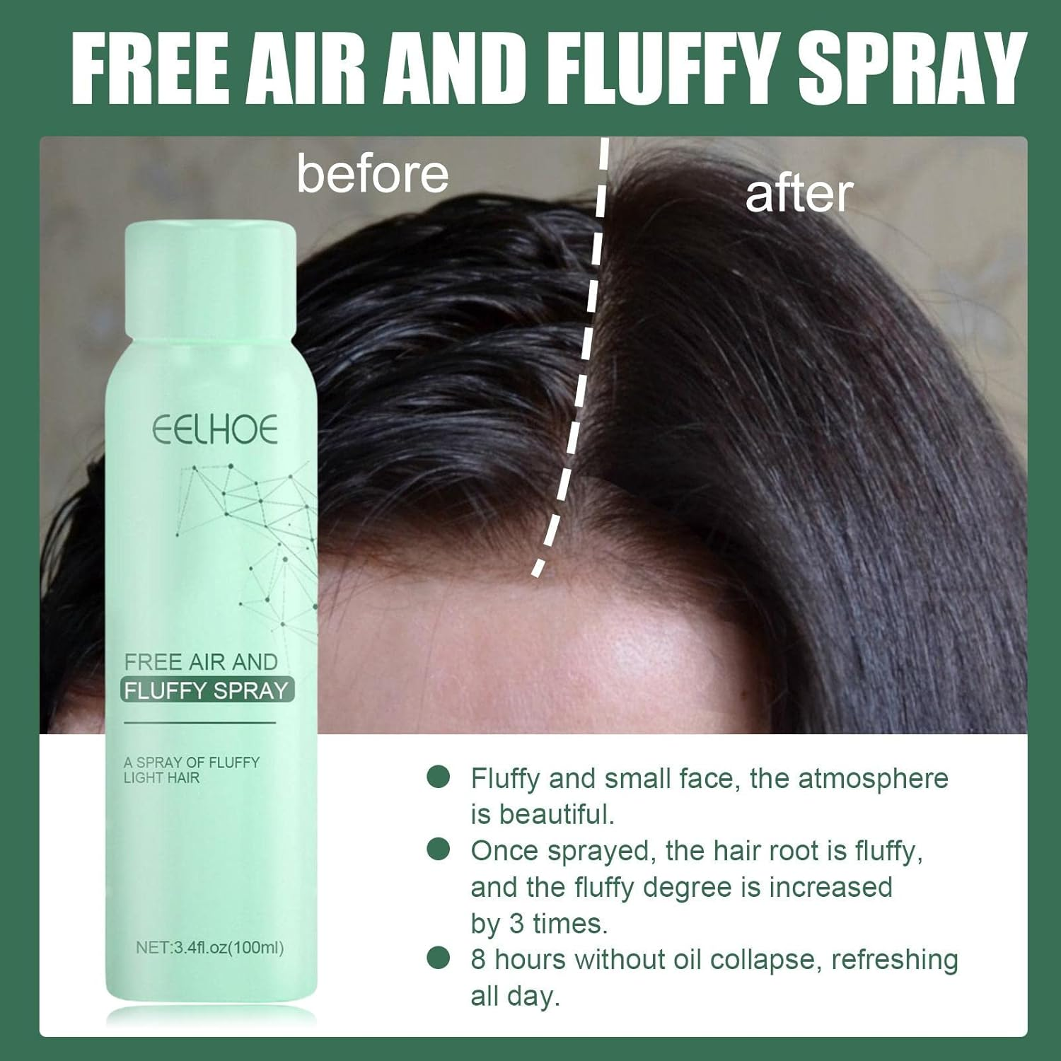 JAYIOLA 100Ml Dry Hair Spray Convenient Wash Oil Control Portable Dry Shampoo Hair Spray Volume Lift image number 3