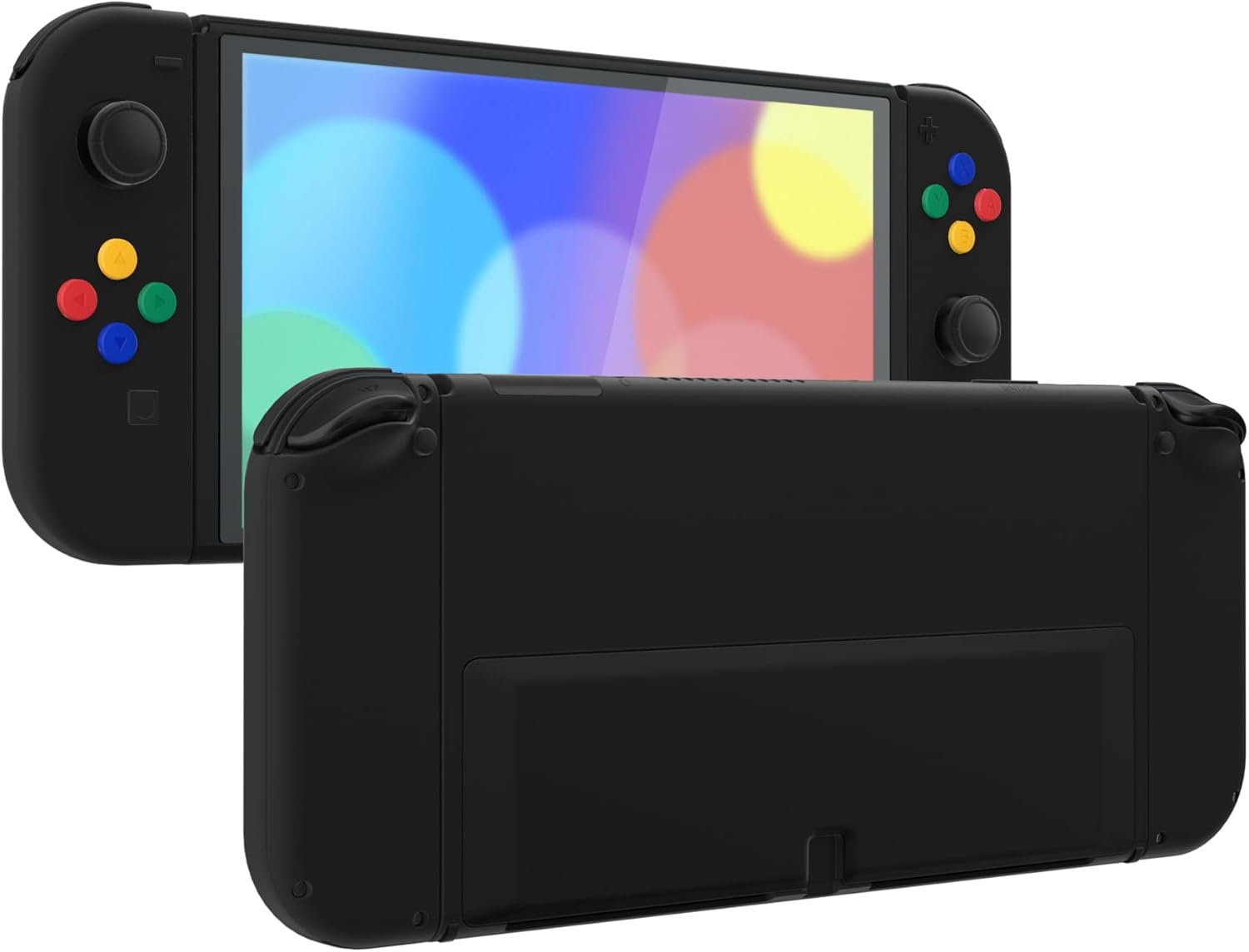 Extremerate DIY Full Set Shell Buttons for Nintendo Switch OLED, Black Replacement Console Back Plate & Kickstand, Custom Case Housing for Nintendo Switch OLED Joycon Controller [Control NOT Included] image number 5