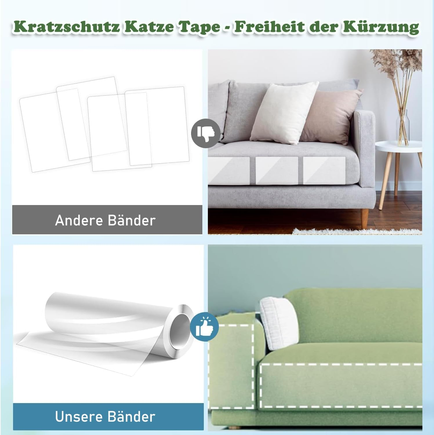 Scratch Protection Cat Tape, 20 Cm X 500 Cm Sofa Scratch Protection Pad with Self-Adhesive, Scratching Pads for Cats with Self-Adhesive Cat Scratch Protection Film, Furniture Protection, Scratch Pads image number 1