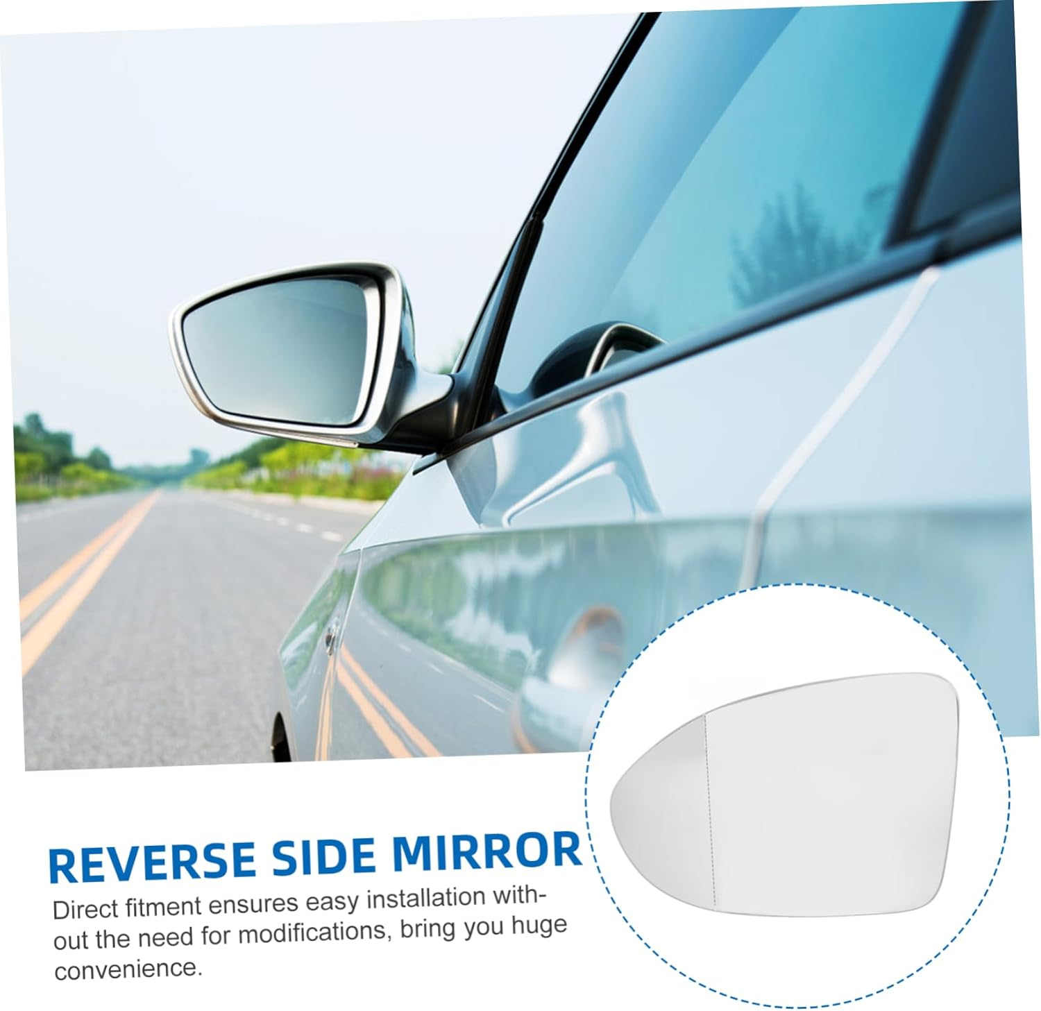 Heated Reflective Lenses for Car Side Mirror Replacement Fits Golf Enhances Rearview Visibility in Rainy Foggy Conditions image number 2