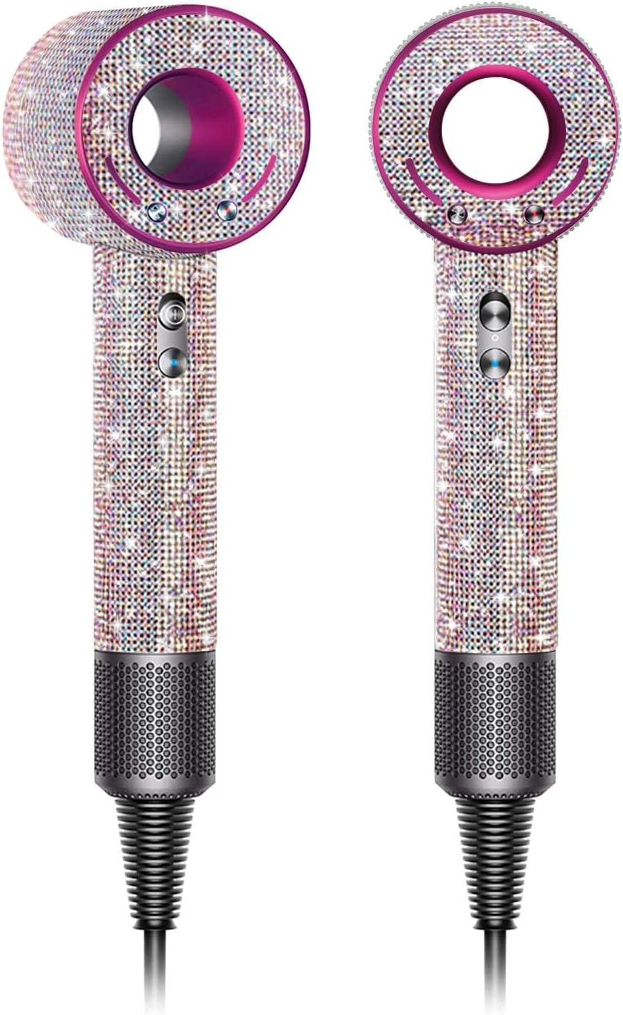 Rhinestones Case for Dyson Hair Dryer Anti-Scratch Shockproof Dust Proof Travel Protective Case Cover for Dyson HD01 HD03 HD07 HD08 (Black)