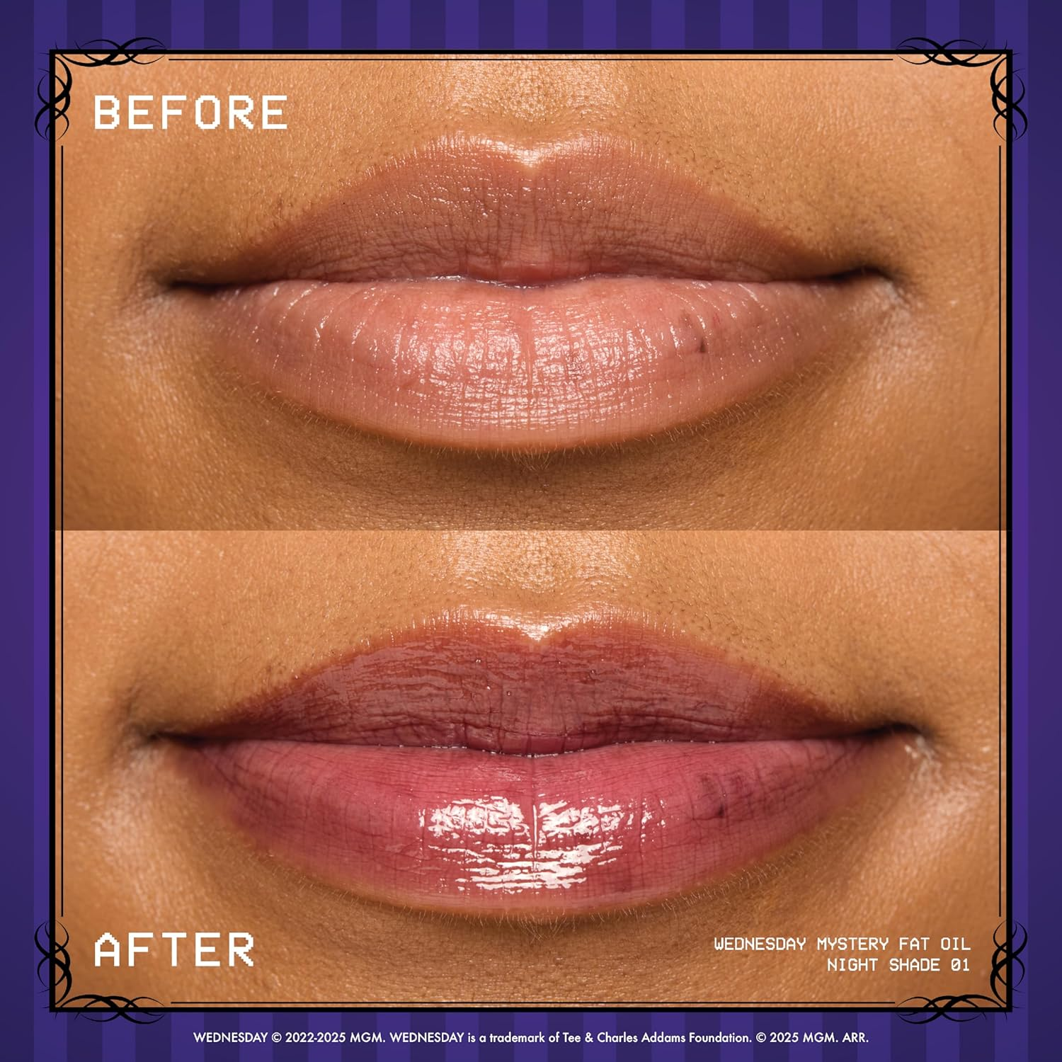 NYX Professional Makeup Wednesday Color-Shifting Lip Oil, Moisturizing, Tinted, and Non-Sticky Lip Gloss with up to 12HR Hydration - Nightshade - Moon Shifted image number 6