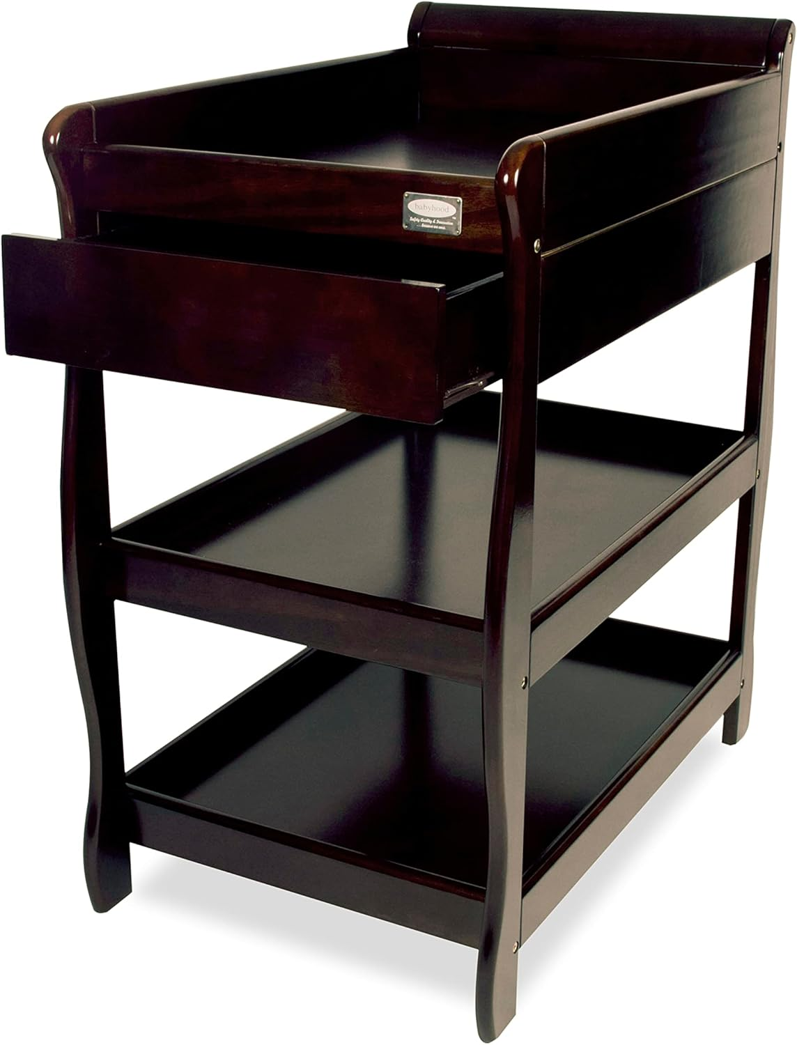 Babyhood Sleigh Change Table with Drawer, English Oak