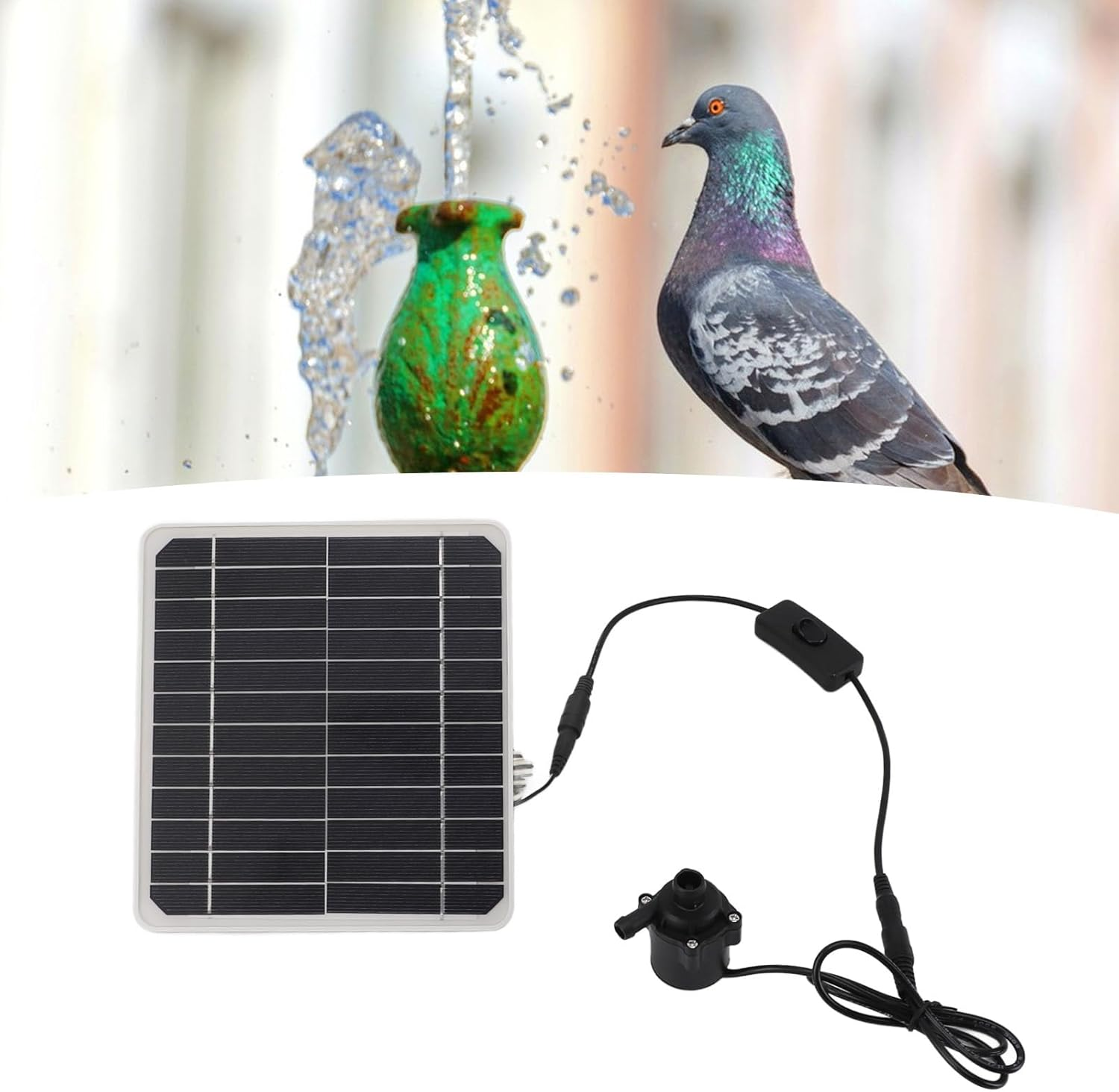 50W Solar Powered Water Pump, 24 Hour Solar Panel Kit with Switch Adjustment, Ideal for Bird Bathing, Fish Tanks, Small Ponds, and Gardens, Solar Panel Water Fountain image number 1