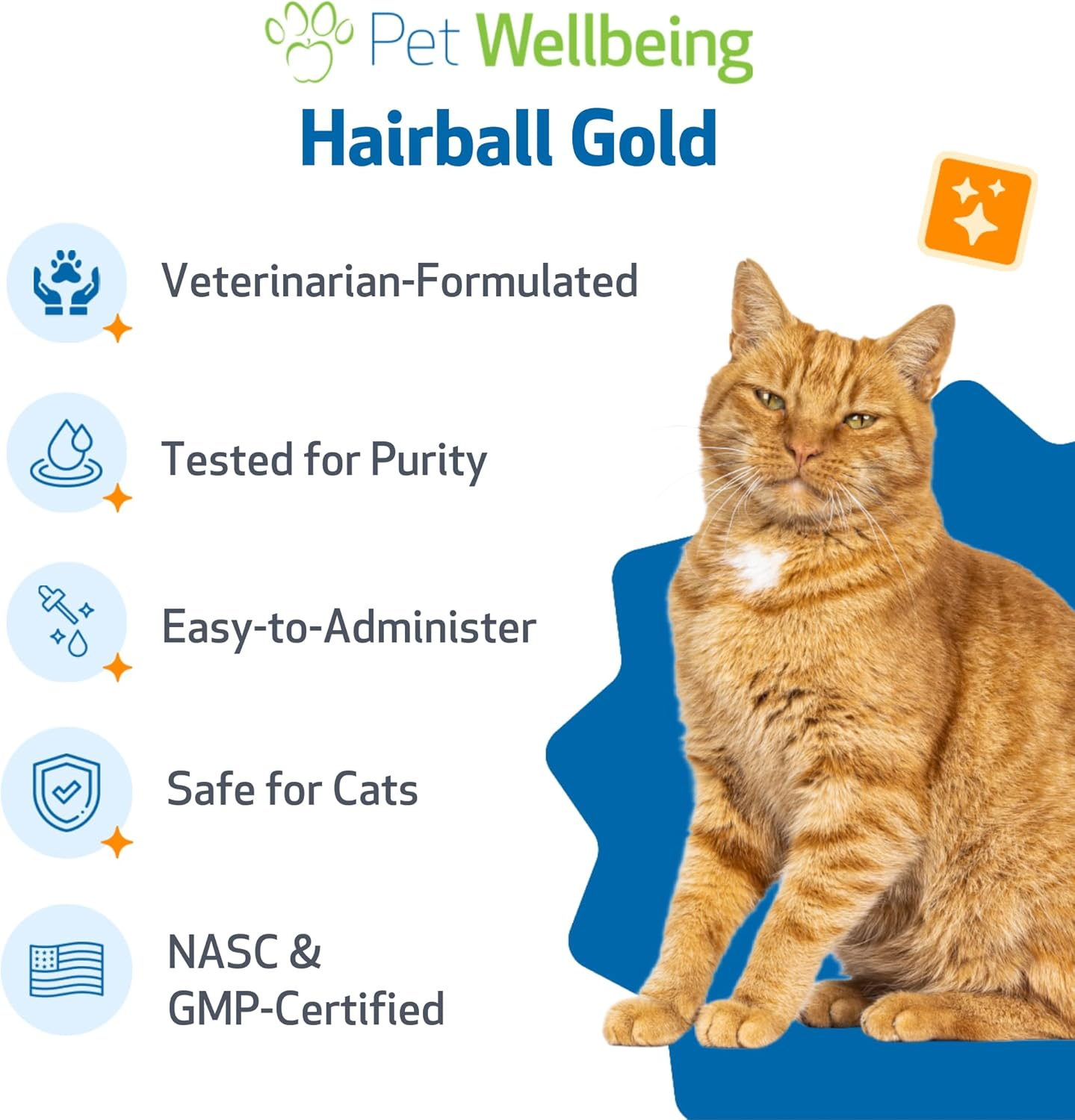 Pet Wellbeing Hairball Gold for Cats - Holistic Hairball and Digestive Care, Normal Elimination, Slippery Elm, MCT Oil, No Mineral Oil - Veterinarian-Formulated Herbal Supplement 2 Oz (59 Ml) image number 6