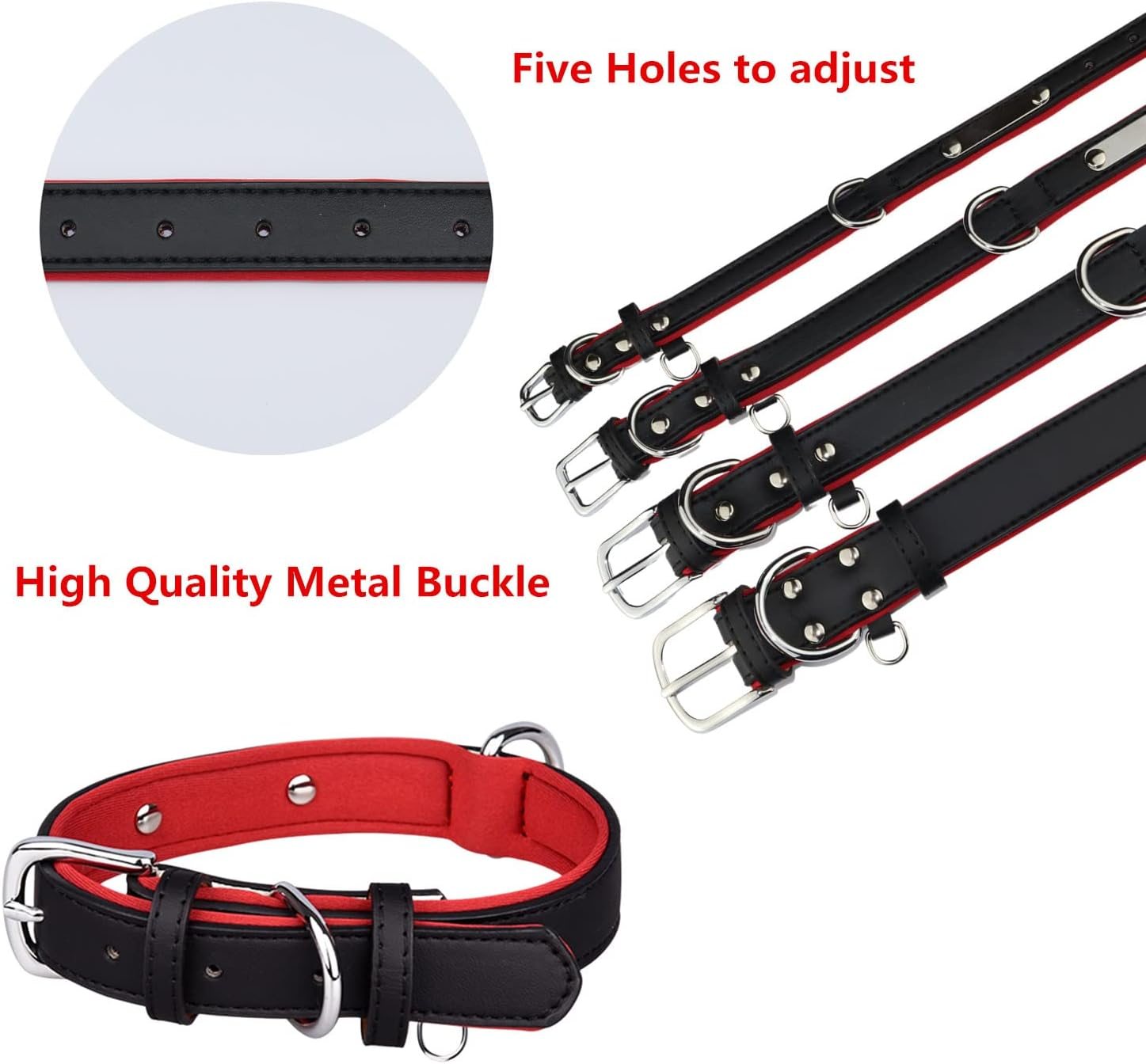 THAIN Personalized Dog Collars Microfiber Leather with Free Engraved Dog Collars with Personalized Stainless Steel Nameplate (Xl(Neck 18.1"-22"), Black) image number 6