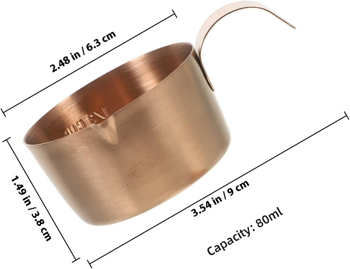 SEWACC Stainless Steel Espresso Measuring Cup 80Ml with Pour Spout Rose Gold Metal Creamer Jug for Coffee Bar and Milk Frothing Accessories image number 6