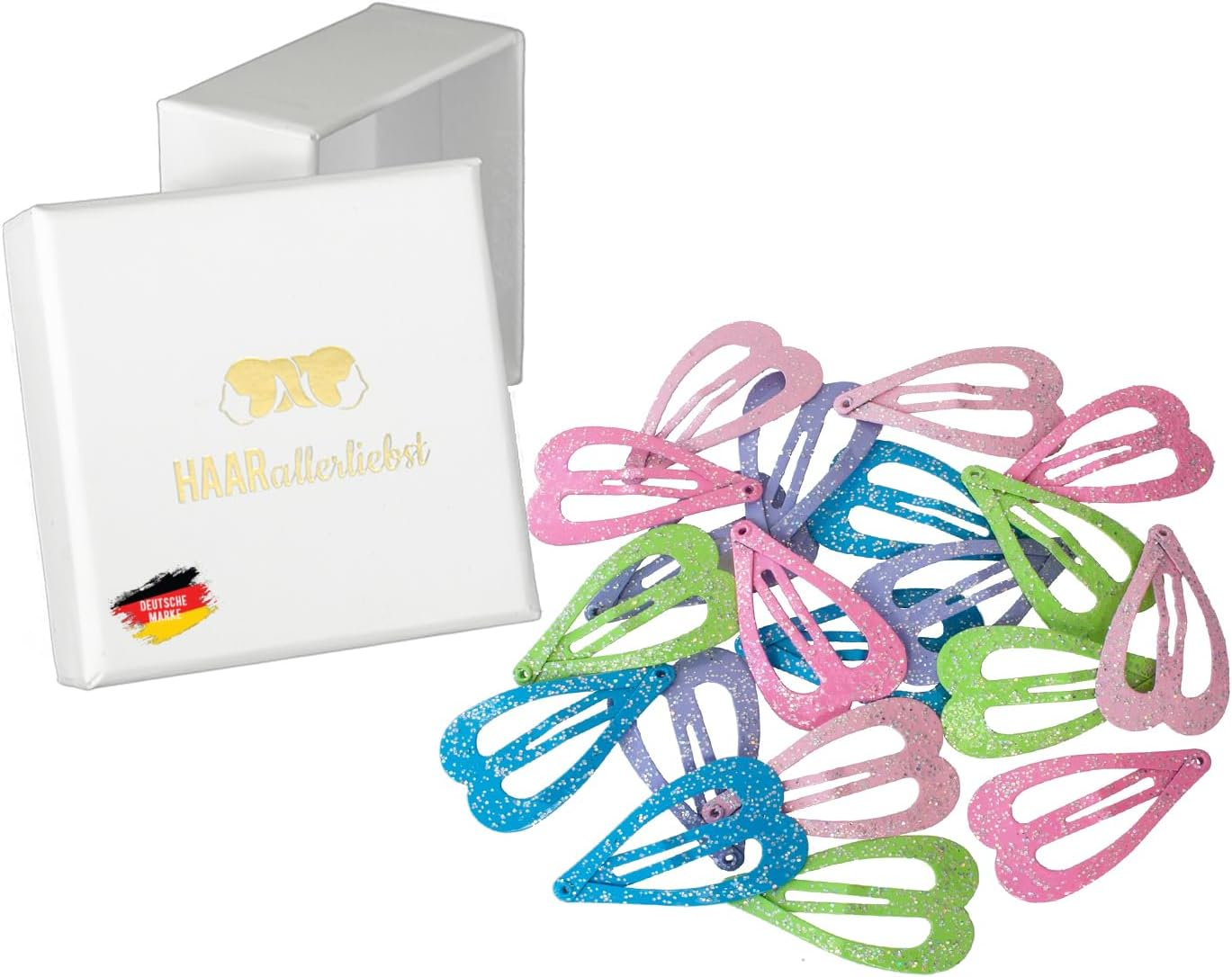 Haarallerliebst&reg; Pack of 18 Hair Clips Girls Women Colourful Hair Clips in 6 Colours (Leo Print, Pink, Red), 50 Mm Baby Children'S Hair Clip with Box Hair Clip Hair Accessories