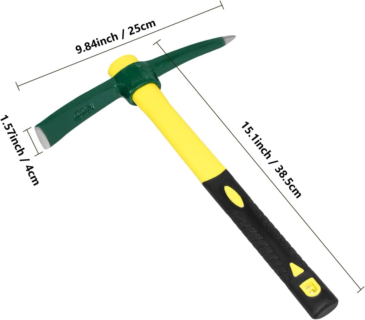 ZUZUAN Forged Adze Pick, Weeding Mattock Hoe, Pick Axe 15-Inch, One Piece Intact Drop Forged, Plastic Coated Fiberglass Handle, 1.4LB image number 1