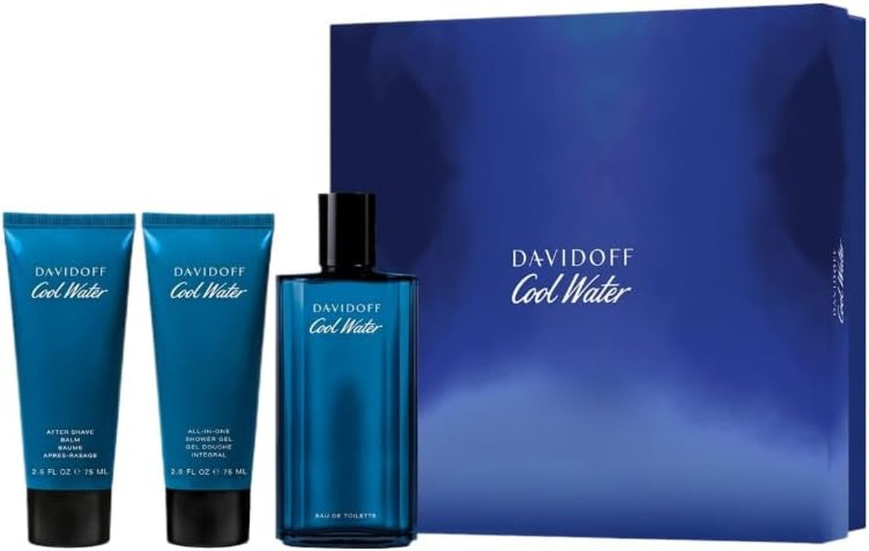 Cool Water by Davidoff for Men - 3 Pc Gift Set 4.2Oz EDT Spray, 2.5Oz Shower Gel, 2.5Oz after Shave Balm