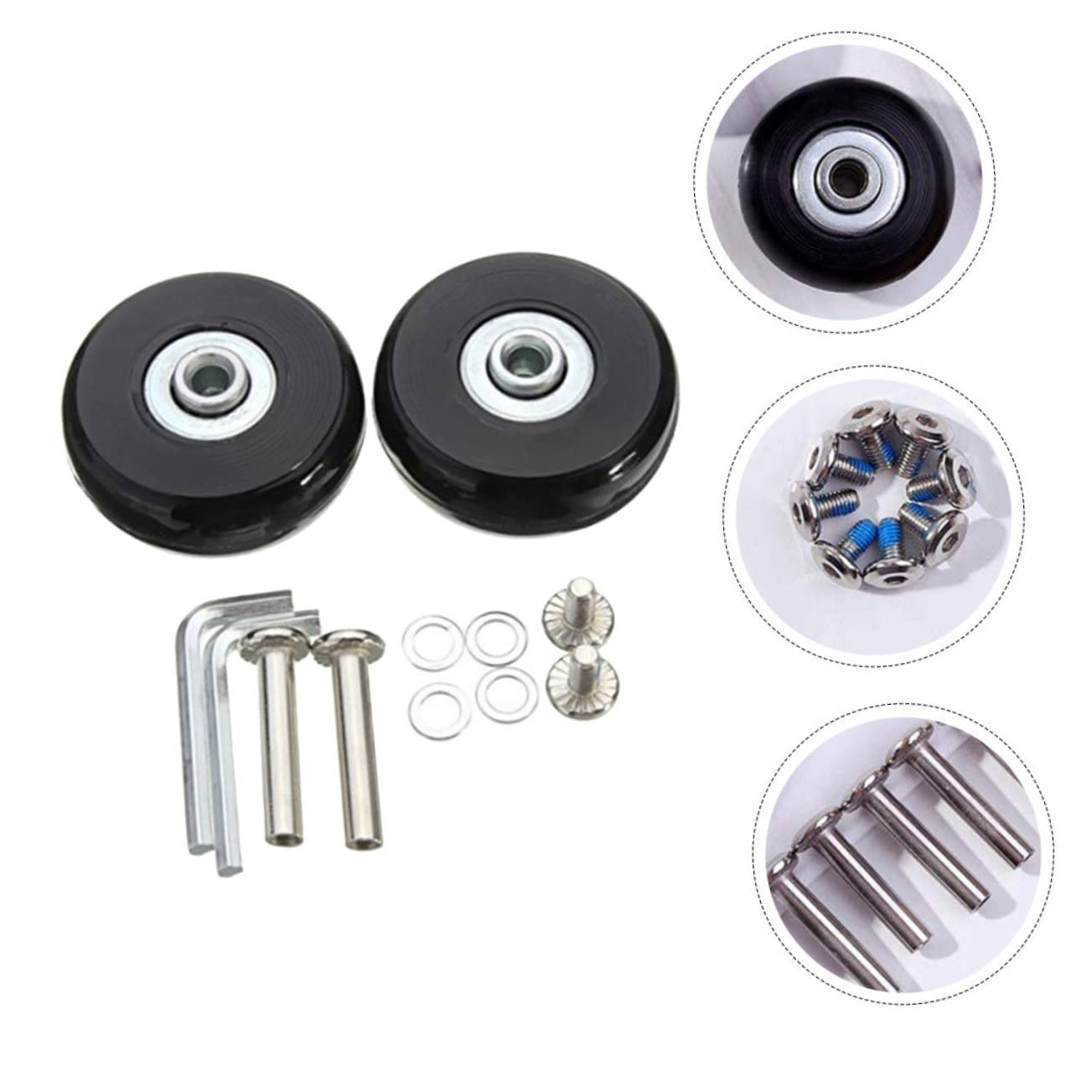 COLLBATH 41X18Mm Luggage Repair Wheels with Axle Wrench, Universal Wear-Resistant Rubber Suitcase Replacement Wheels for Travel Suitcases, image number 3