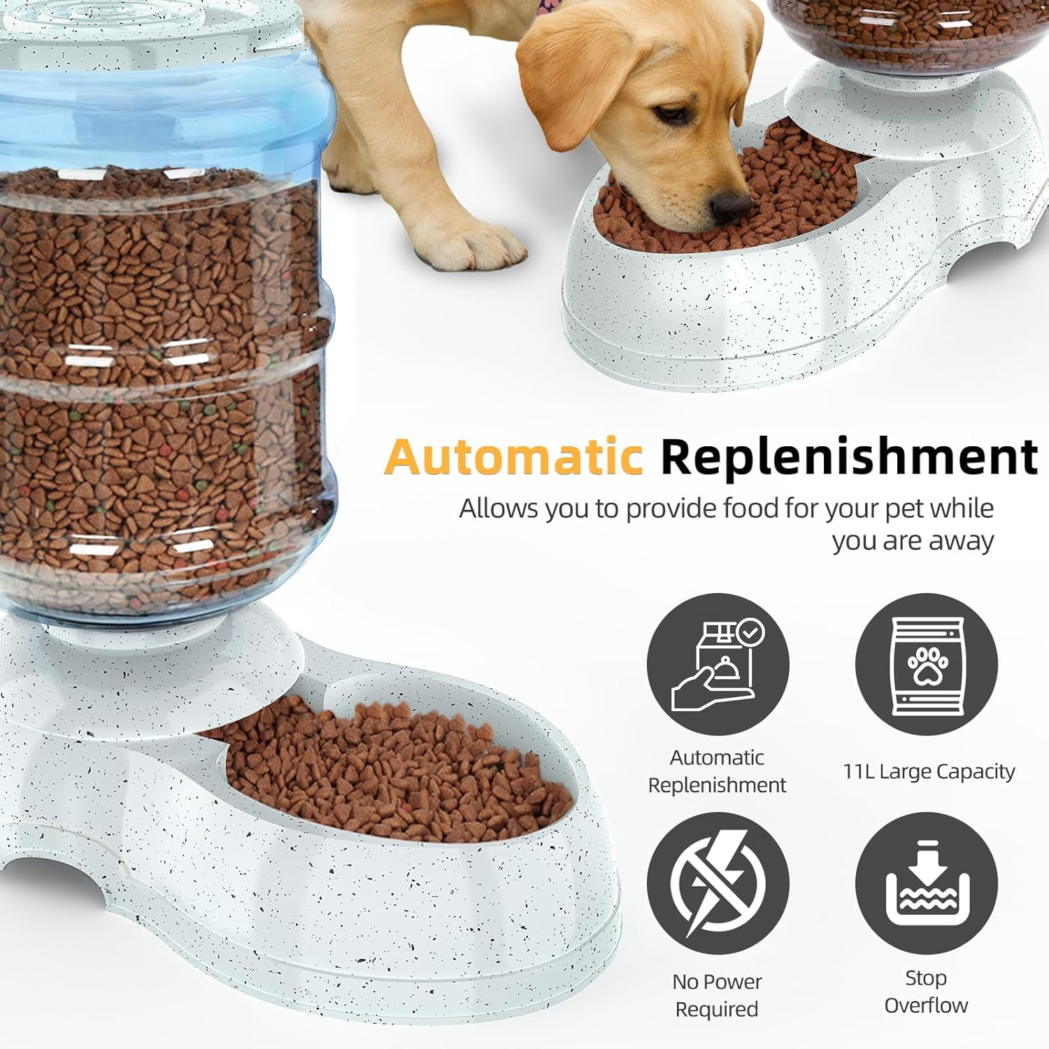 Kenond 3 Gallon Gravity Feeder, Automatic Dog Feeder, Dog Food Dispenser for Large Breed image number 2