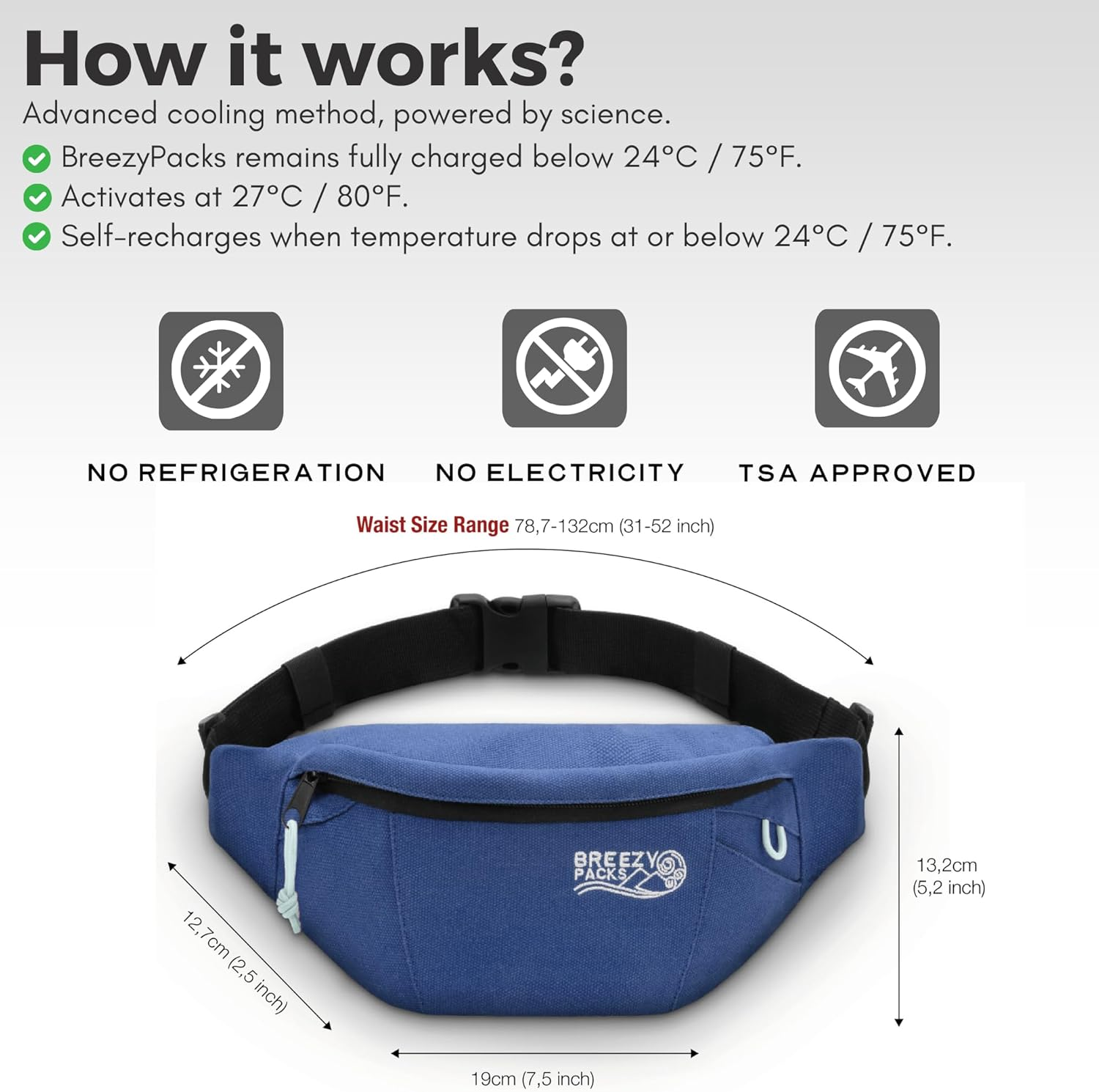 Insulin Cooler Travel Case | Epipen Carry Case | Insulin Travel Case Tsa-Approved | Self-Recharge, No Electricity or Refrigeration | Breezypacks | Keep Medicine at Room Temp. | Breezy Belt (Navy) - Red image number 5