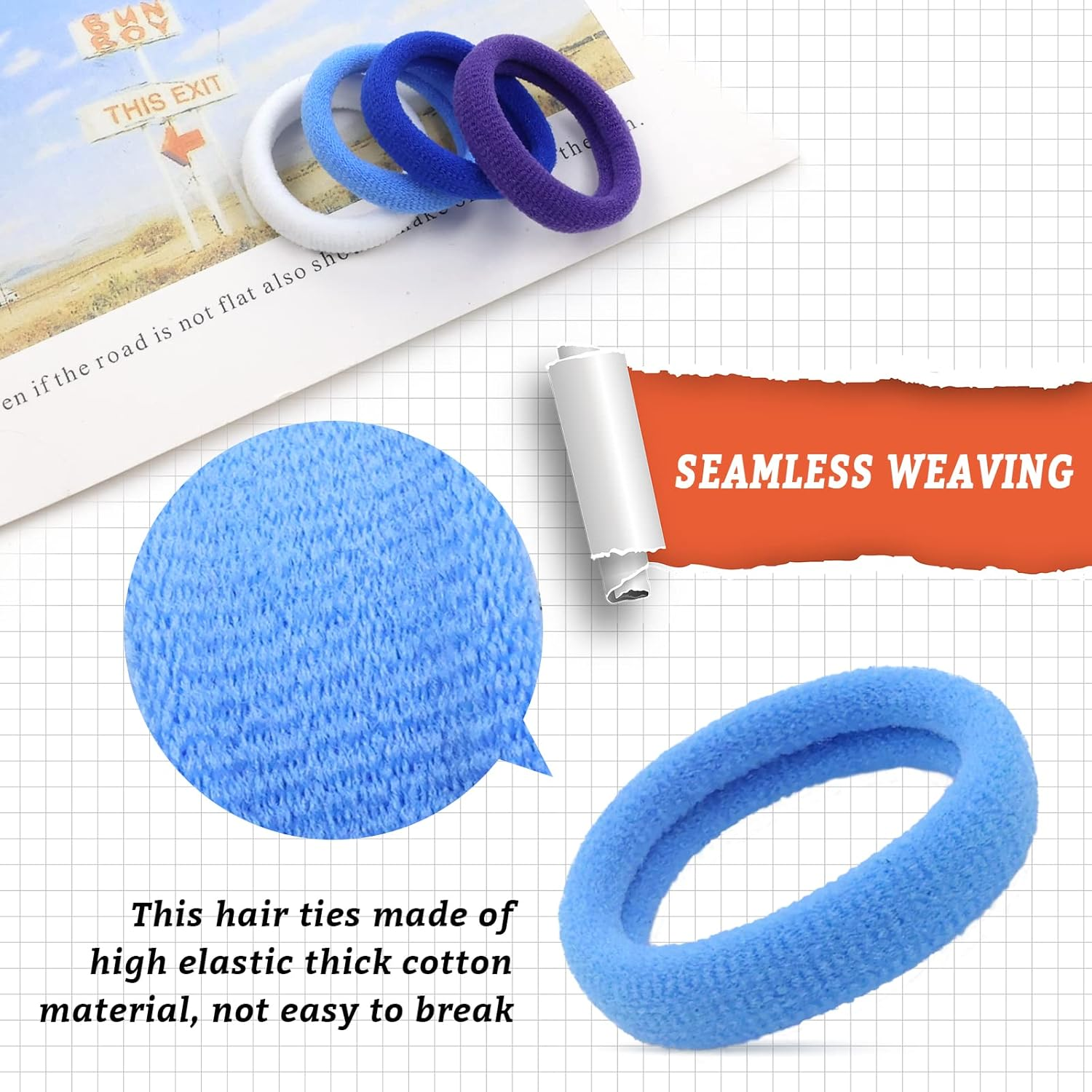 200 Pack Small Terry Cloth Knit Stretchy Wide Thick Colorful Hair Ties Scrunchies Elastics Hair Bands Ties Candy Hair Rubber Bands for Thin Curly Hair Ponytail Holder Hair Accessories for Women Girls image number 6