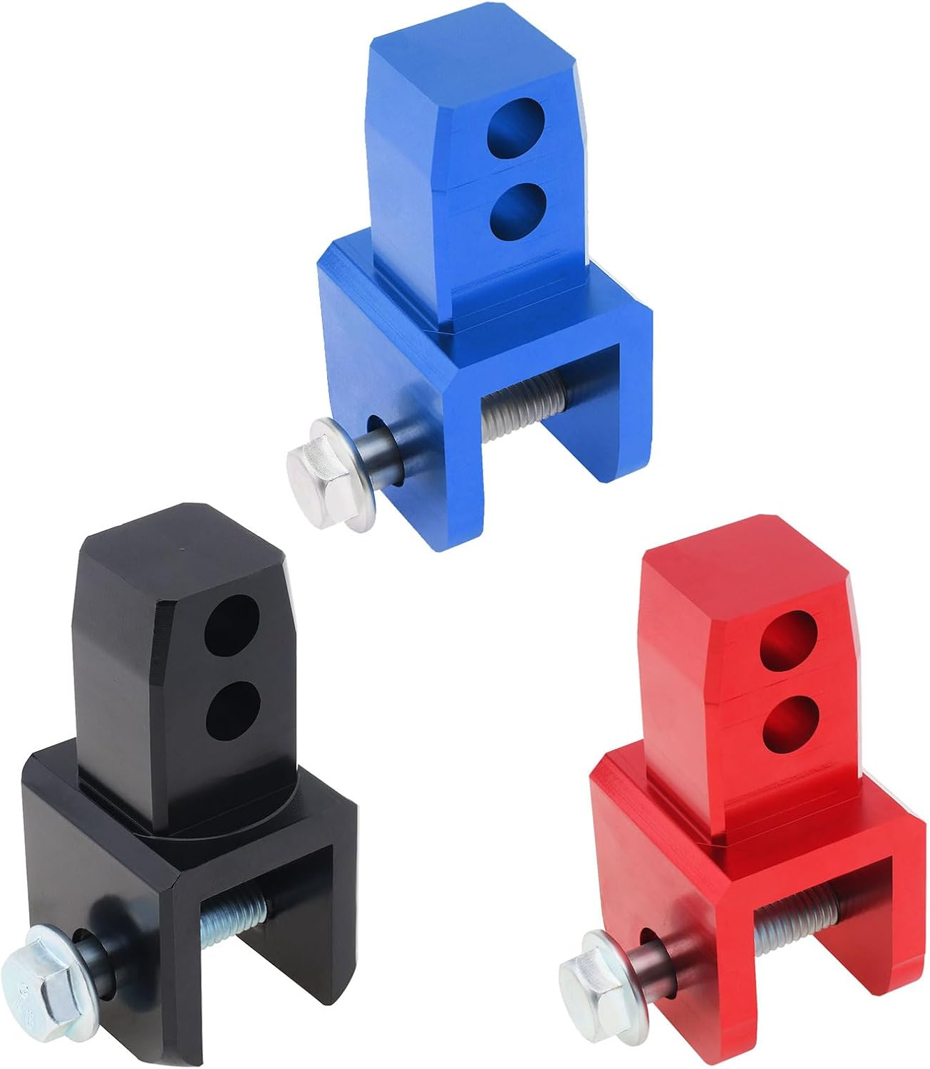 Windance 2Pcs M8 8MM Motorcycle Rear Shock Extender, Aluminum Alloy High Damping Device Height Extension Absorber Riser Adapter with Screws Enhance Your Ride Comfort (Black) - Blue image number 6