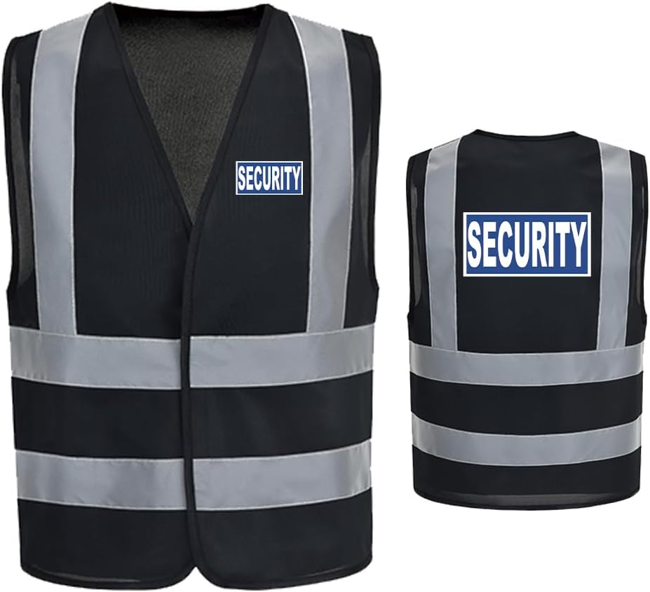 AYKRM Reflective Security Hi Vis Vest - High Visibility Waistcoat for Safety and Security Work