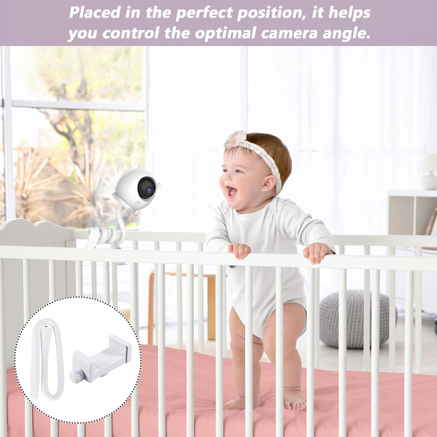 Ruinous Baby Monitor Mount, Universal Compatible with Infant Optics DXR-8, Arlo, Vtech, Motorola, ANMEATE, Portable & Travel-Friendly, Sturdy & Safe, Perfect Viewing Angle image number 1