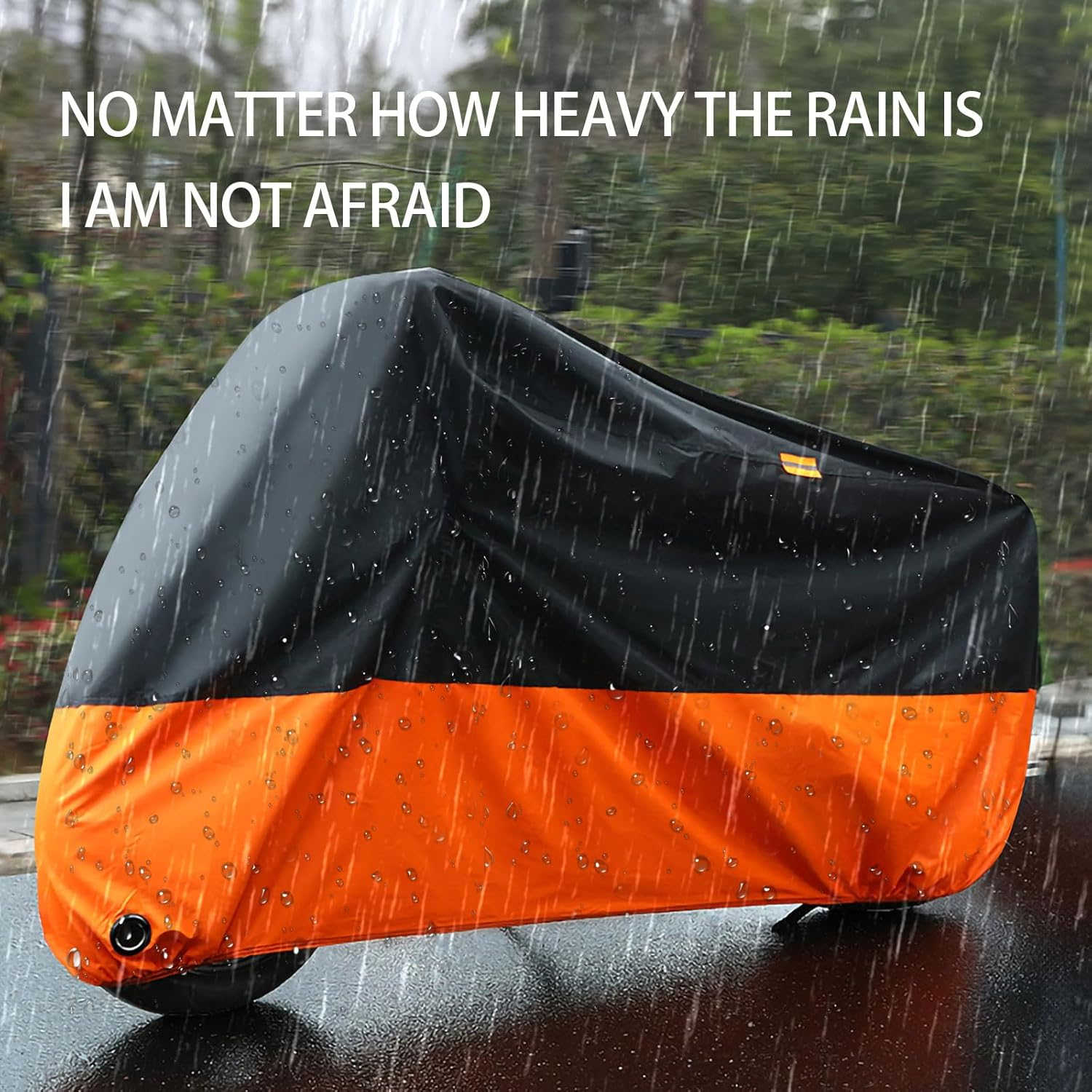 Motorcycle Cover - Waterproof & Sunproof, Durable Protection for Yamaha, Harley, Honda, Suzuki - Fits up to 63" (160 Cm), Black Silver, Size S image number 6