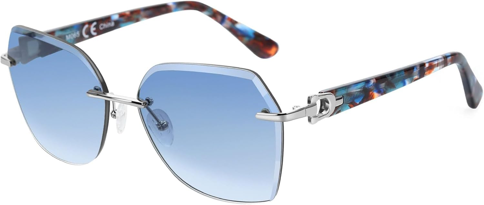 ZENOTTIC Oversized Rimless Sunglasses for Women Geometric Diamond Cutting Gradient Lens UV Protection Fashion Shades Trendy