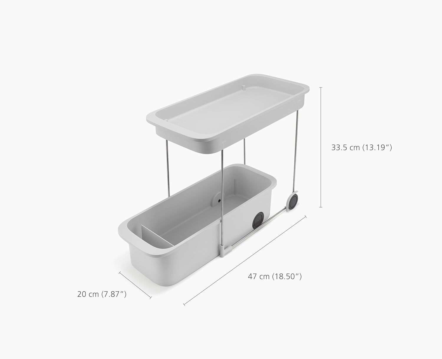 Joseph Joseph Cupboardstore 2-Tier Easy Access Wheeled Storage Caddy, under Sink Kitchen Organiser, Recycled Plastic image number 6