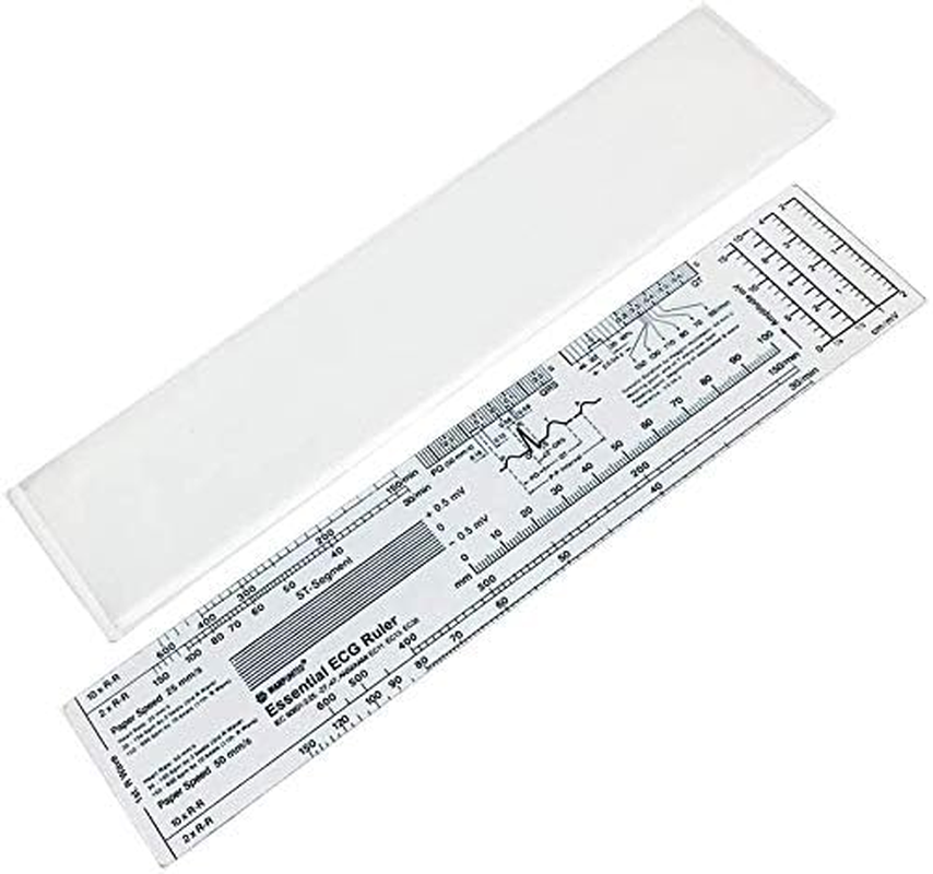 Essential ECG EKG Ruler Pocketcard in English with Protect Sheath by Warp United