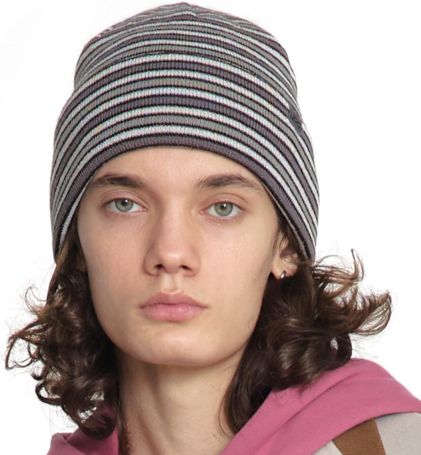 UNDERCONTROL Logo Label Unisex Fall Winter Thick Long Multi-Color Mixed Cuffed Rollup Warm Beanie Korea Knit Skull Hat