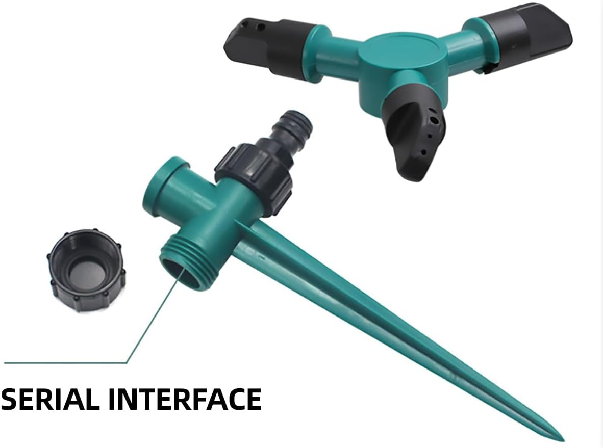 AIMALL Automatic Rotating Garden Sprinkler with 360&deg; Adjustable Nozzles &ndash; Spike Lawn Sprayer in 1/2/3 Arm Styles for Vegetable Beds, Yards & Tandem Watering Systems image number 6