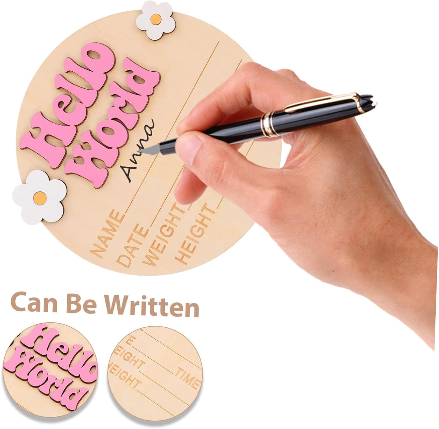 Birth Announcement Sign Name Plaque for Nursery Photo Prop Newborn Announcement Board Safe Sturdy Decor image number 4