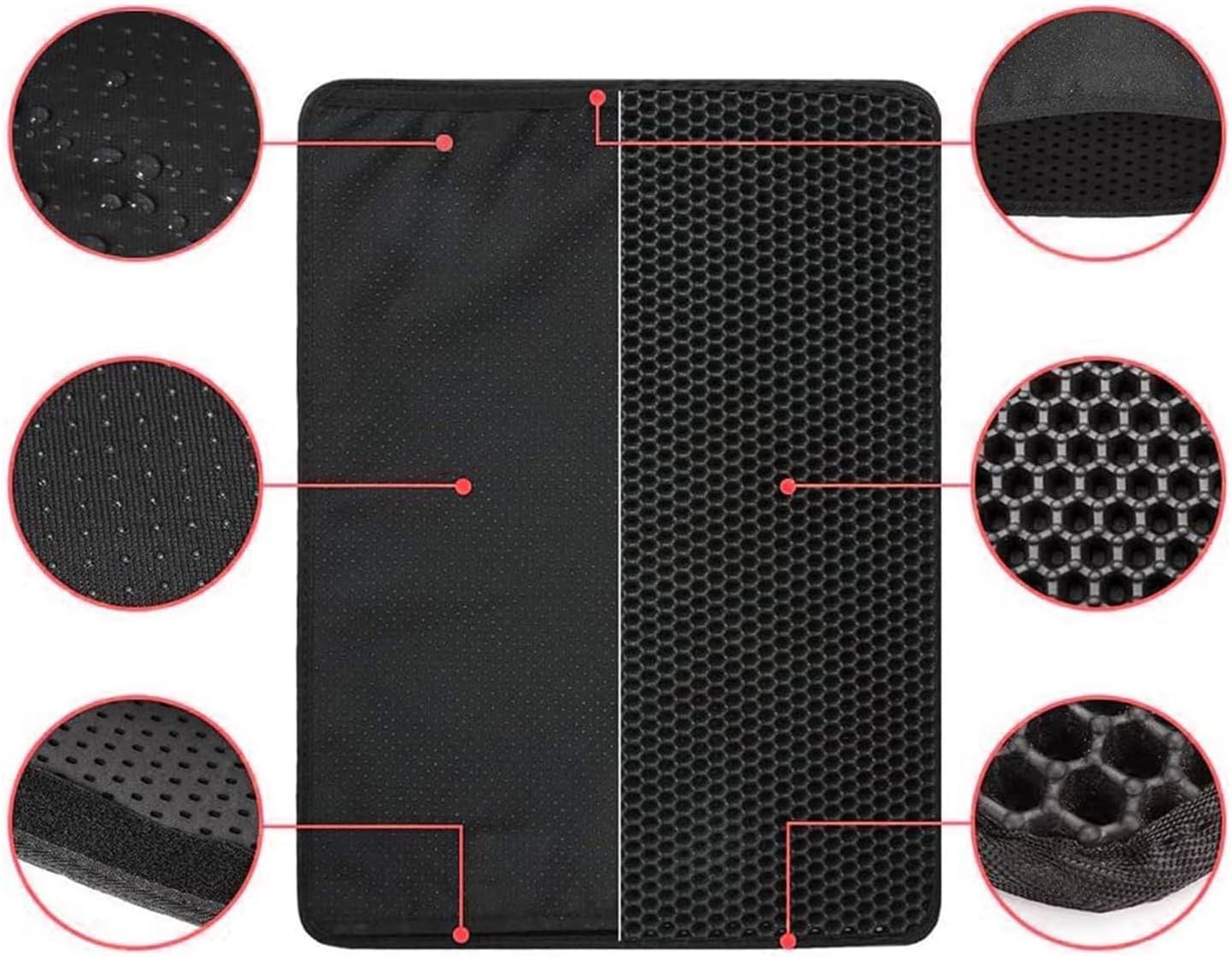Truepal 75 X 55Cm Waterproof Double-Layer Cat Litter Mat Trapper Foldable Pad Honeycomb Black Hole Design Pet Rug Kitty Litter Trapping Mat Scatter Waterproof Control for Litter Box Carpet image number 5