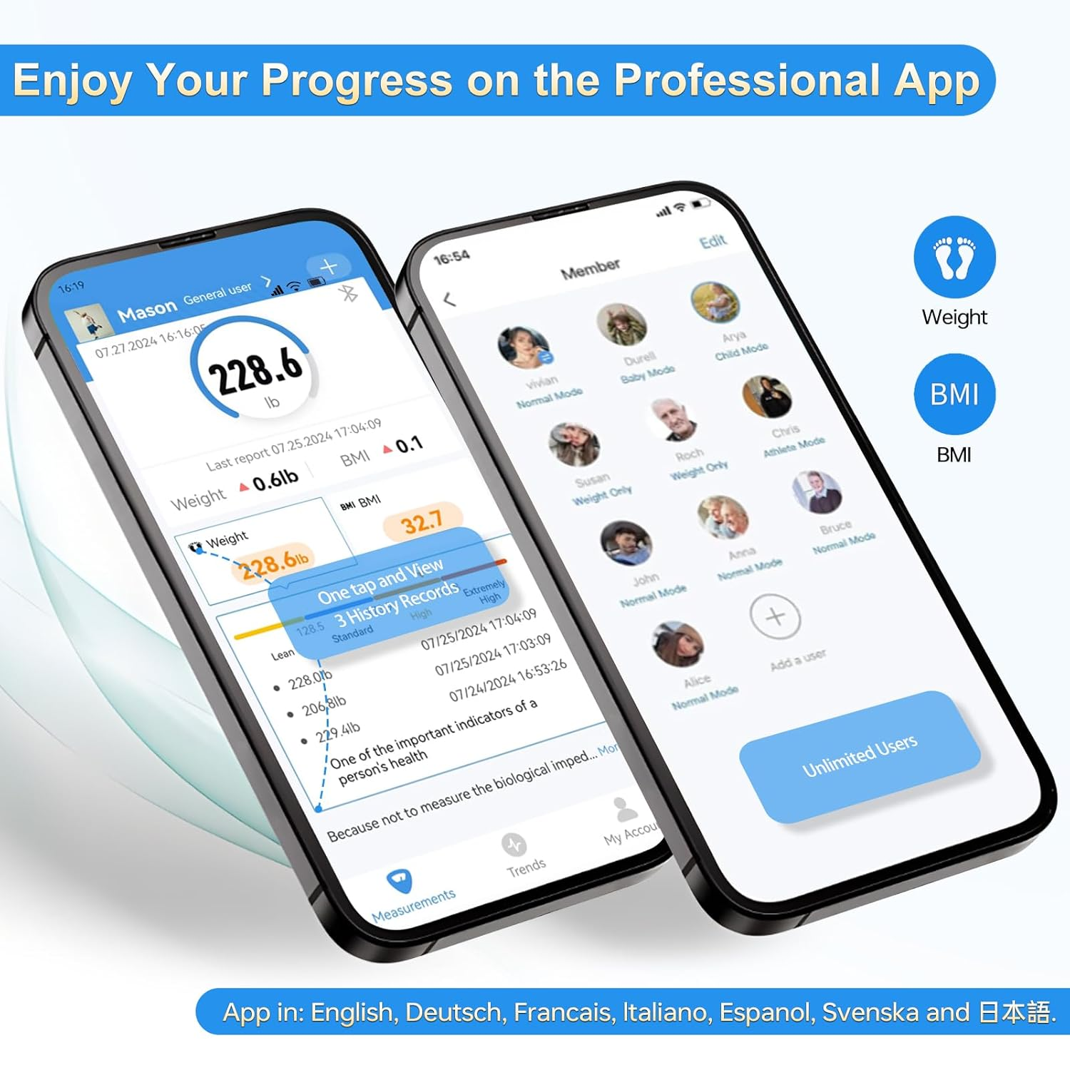 Homebuds Bathroom Scales for Body Weight, High Precision Assured by Weight Scale Professional Factory since 2001, LED Display and Step-On, 3*AAA Batteries Included, 300Kg/600Lb, Black image number 3