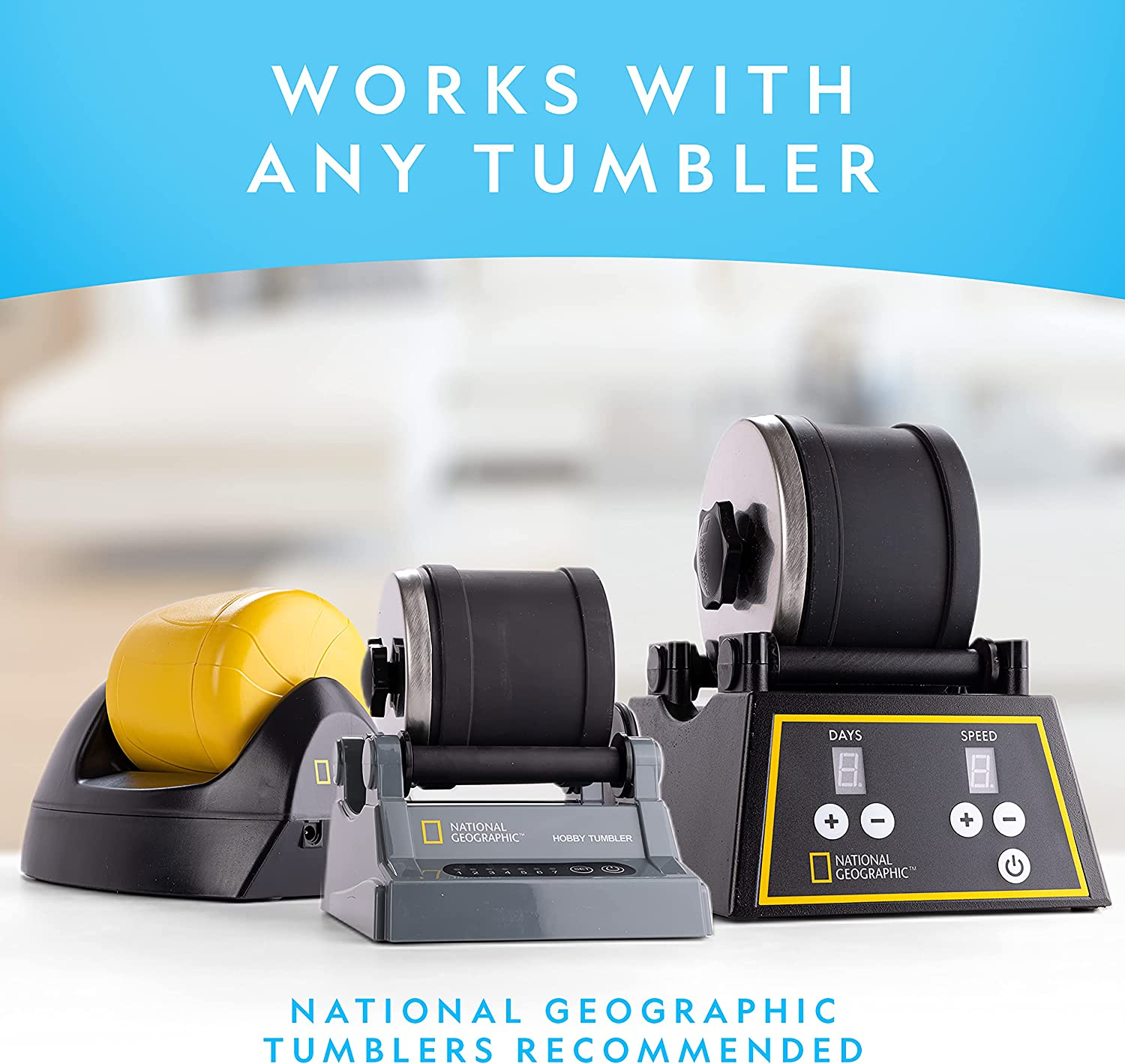 National Geographic Rock Tumbler Refill &ndash; Mega Madagascar Gemstone Pack, 3 Lb of Gemstones Including Rose Quartz, Jasper, Labradorite, & More, Tumbler Grit & Jewelry Settings image number 3