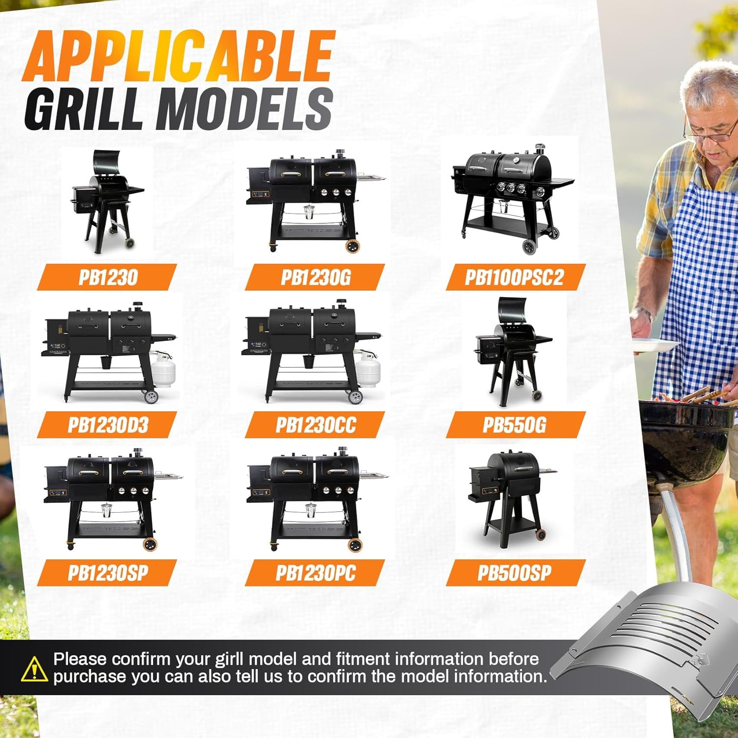 PB1230 Sliding Cover Bottom Kit, Flame Broiler Kit for Pit Boss 1230 Pellet/Gas Combo Grill, Compatible with PB1230CC, PB1100PSC2, PB550G, PB500SP, Grill Replacement Parts for Pellet Smoker image number 5