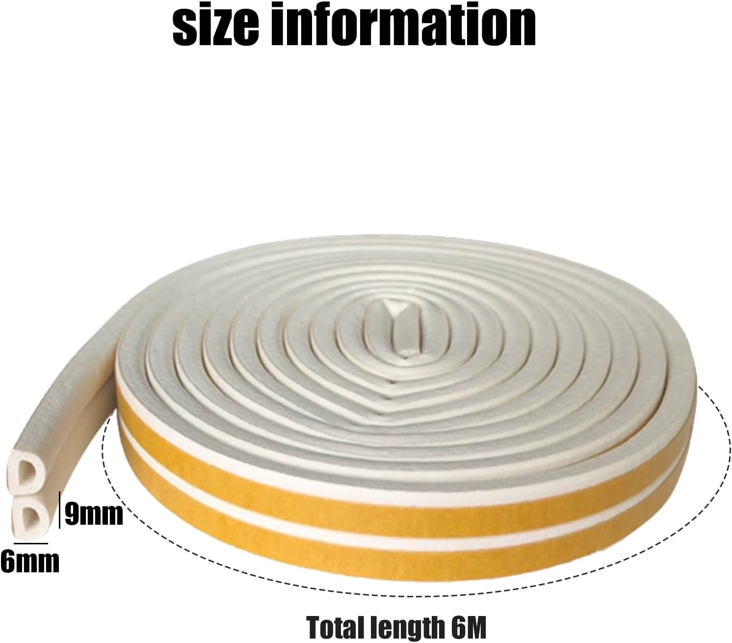 Xolixorium Window Seal Strip - Draft Excluder for Doors, Self Adhesive Weather Strip Door Seal Strip, 20 Feet Insulation Strip Draught Excluder Tape (White) image number 4