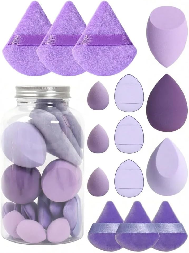 Multi Colored Mini Beauty Blender Sponges Set, 14Pcs Multi-Colored Makeup Sponges Sets,Makeup Sponge Blender Sponge Set for Liquid, Cream, Pink