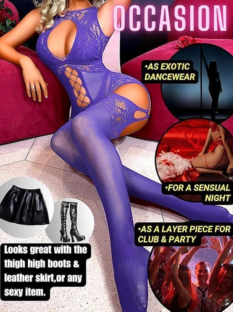 Womens Lingeries Stockings Sexy, Floral Fishnet Body Suit Nightwear